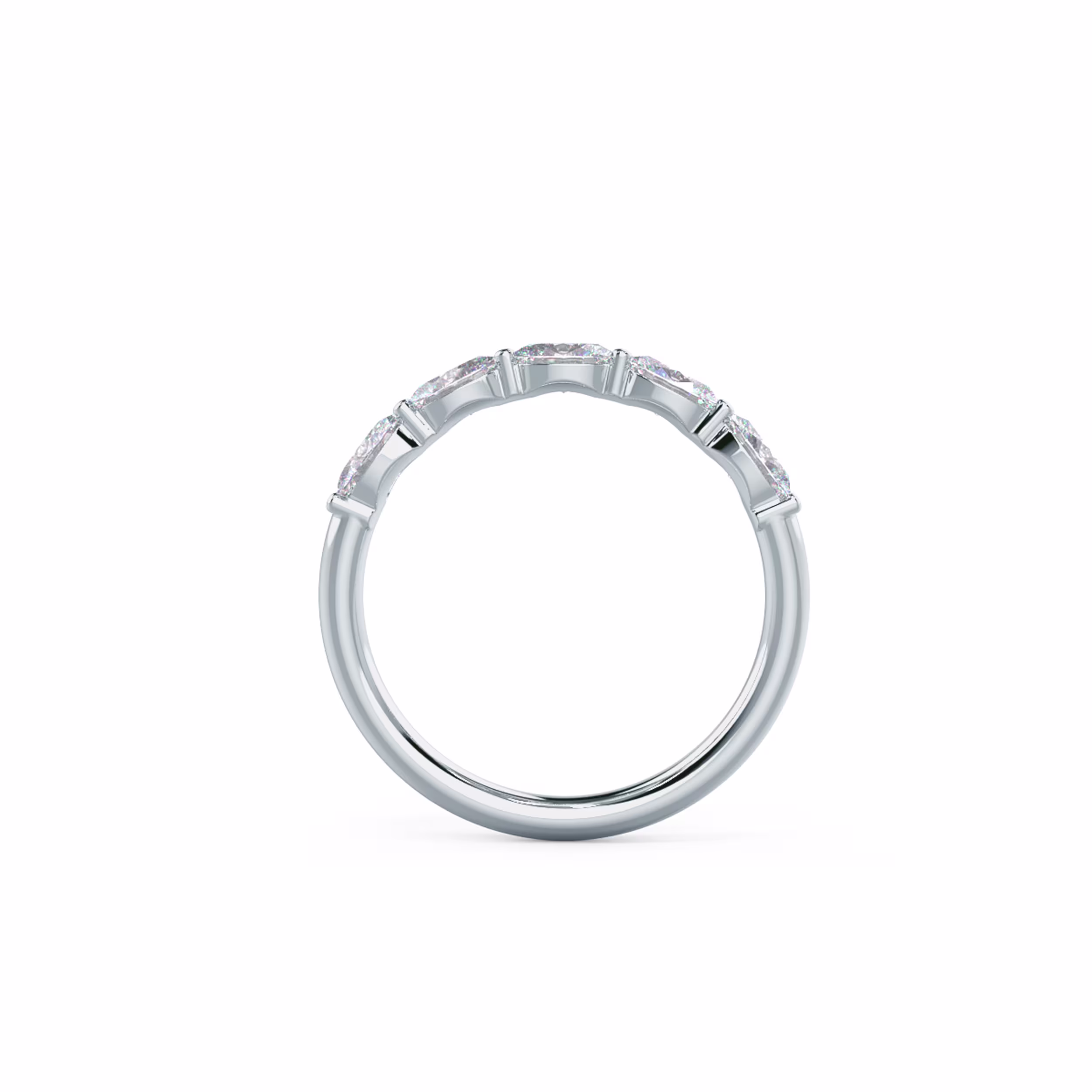 1.0 Carat Diamonds Oval East-West Five Stone in 18k White Gold (Profile View)