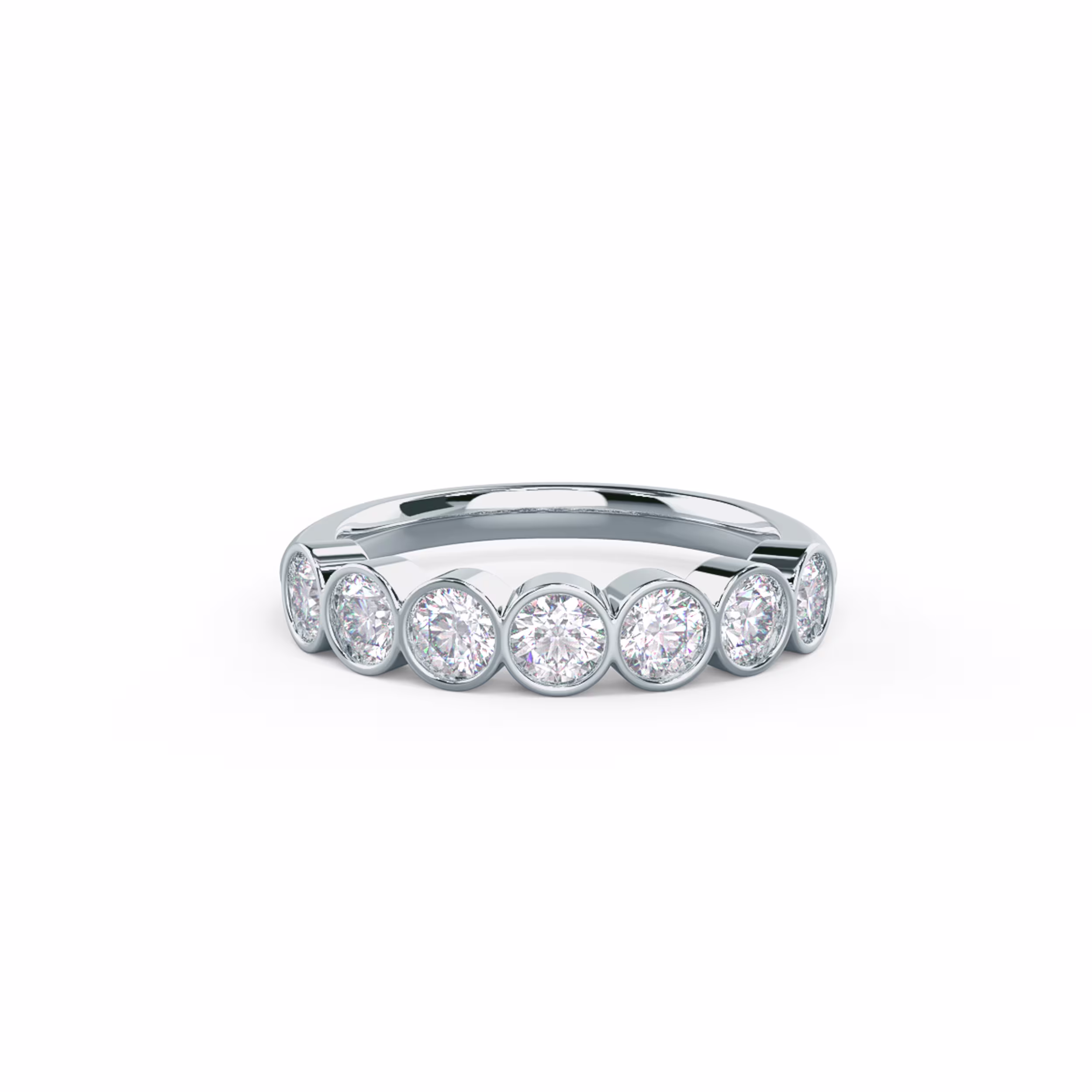 1.0 Carat Round Brilliant Lab Grown Diamonds Bezel Seven Stone in 18k White Gold (Main View)