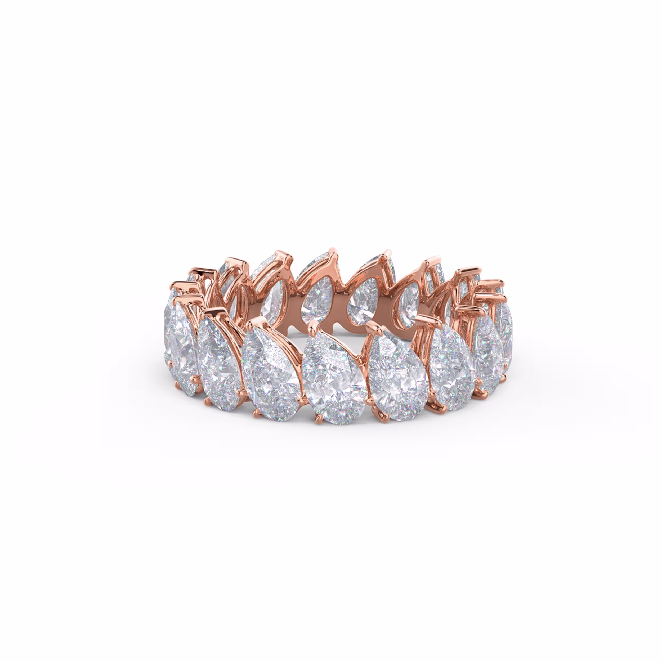 5.0 Carat Diamonds set in 14k Rose Gold Pear Angled Eternity Band (Main View)