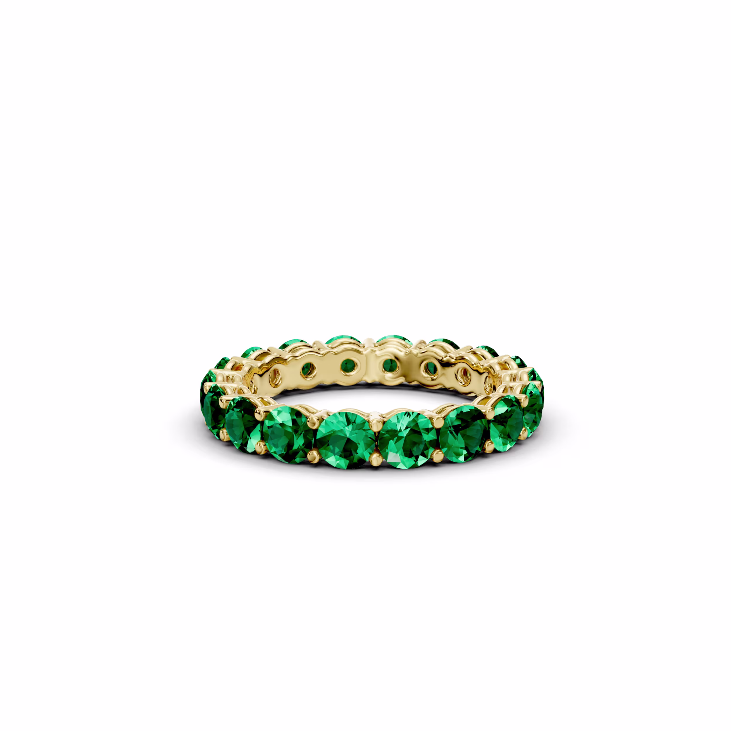 3.0 ct 14k Yellow Gold Emerald Prong Set Eternity Band (Main View)