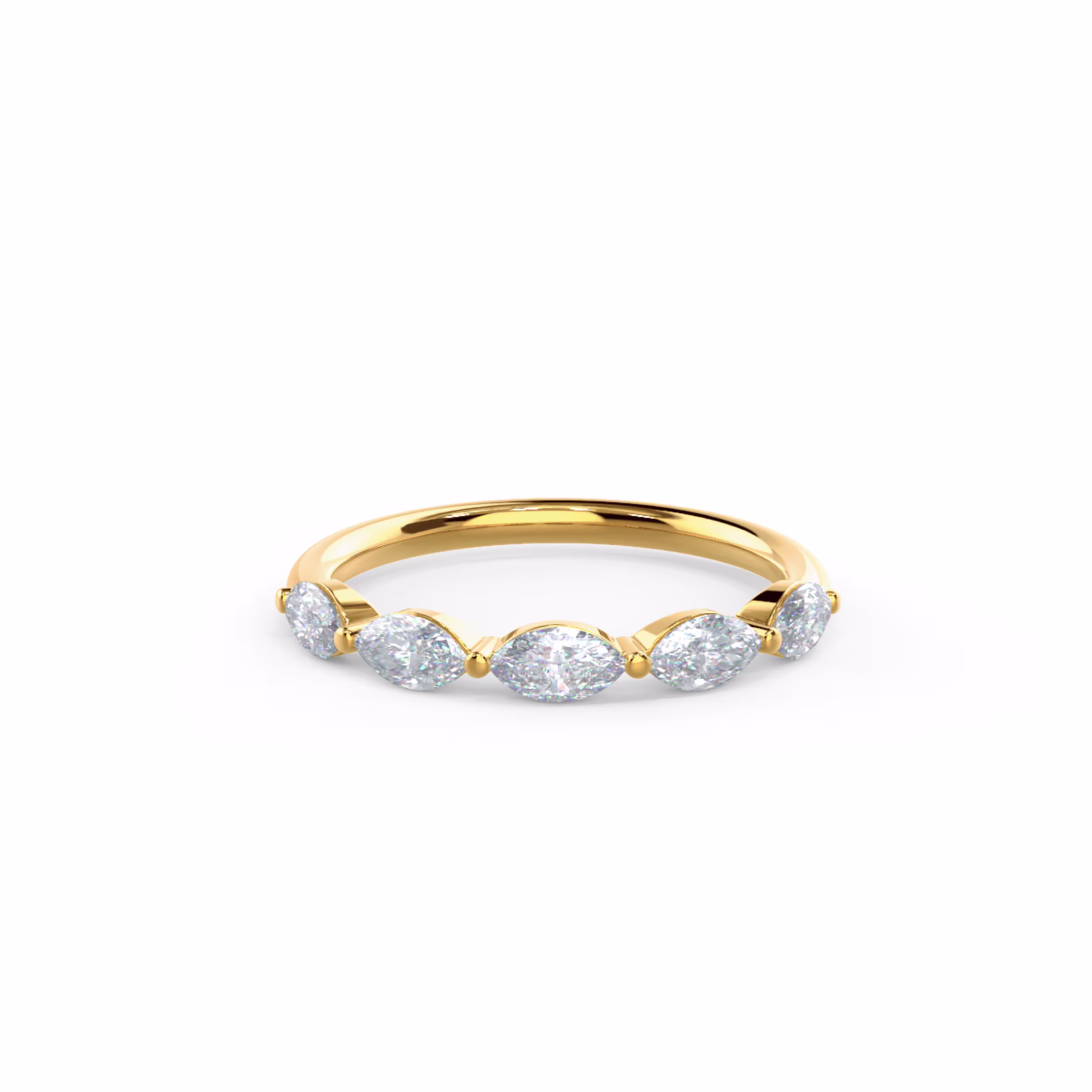 0.75 ct Lab Diamonds set in 14 Karat Yellow Gold Marquise East-West Five Stone (Main View)