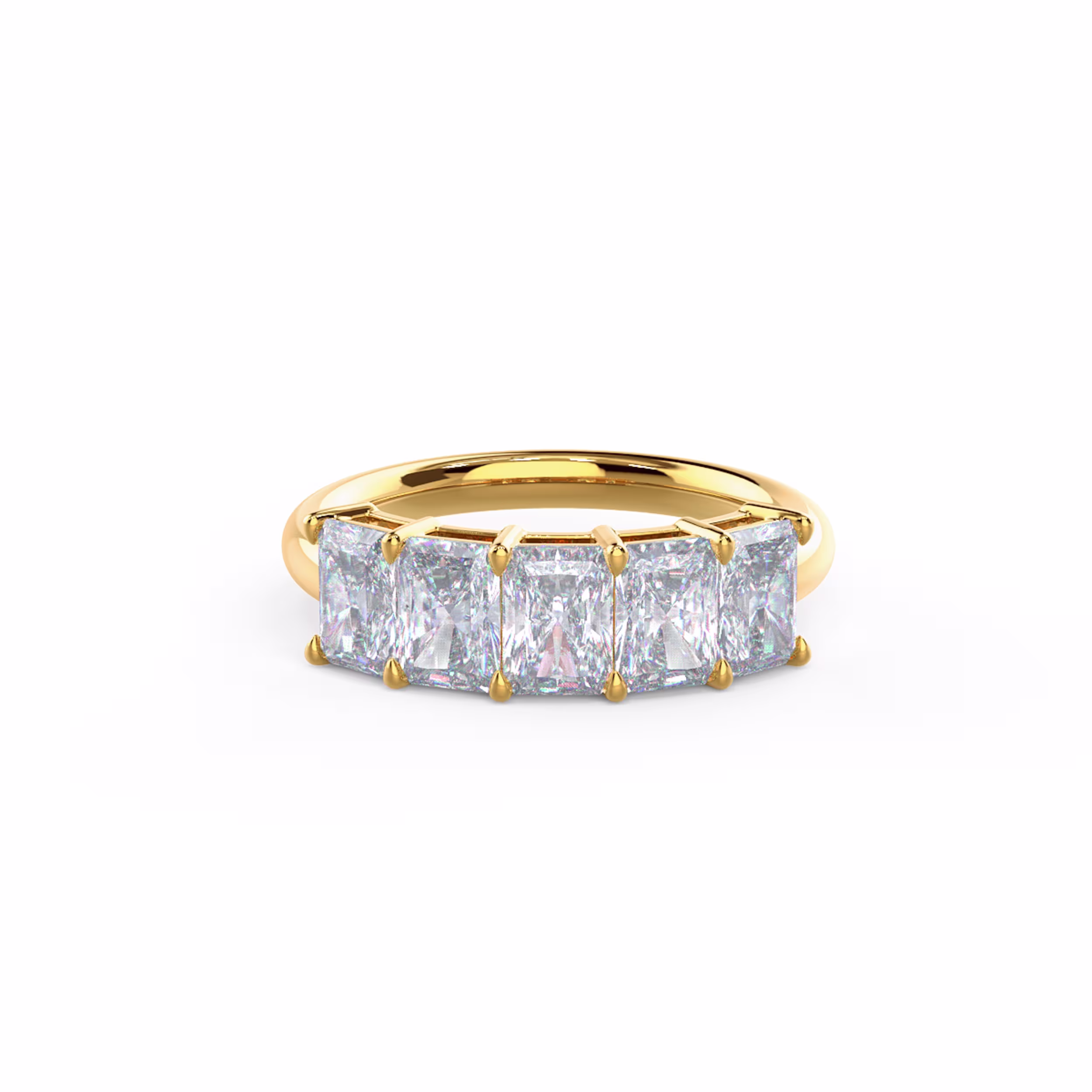 14k Yellow Gold Radiant Five Stone featuring Hand Selected 2.0 ctw Man Made Diamonds (Main View)