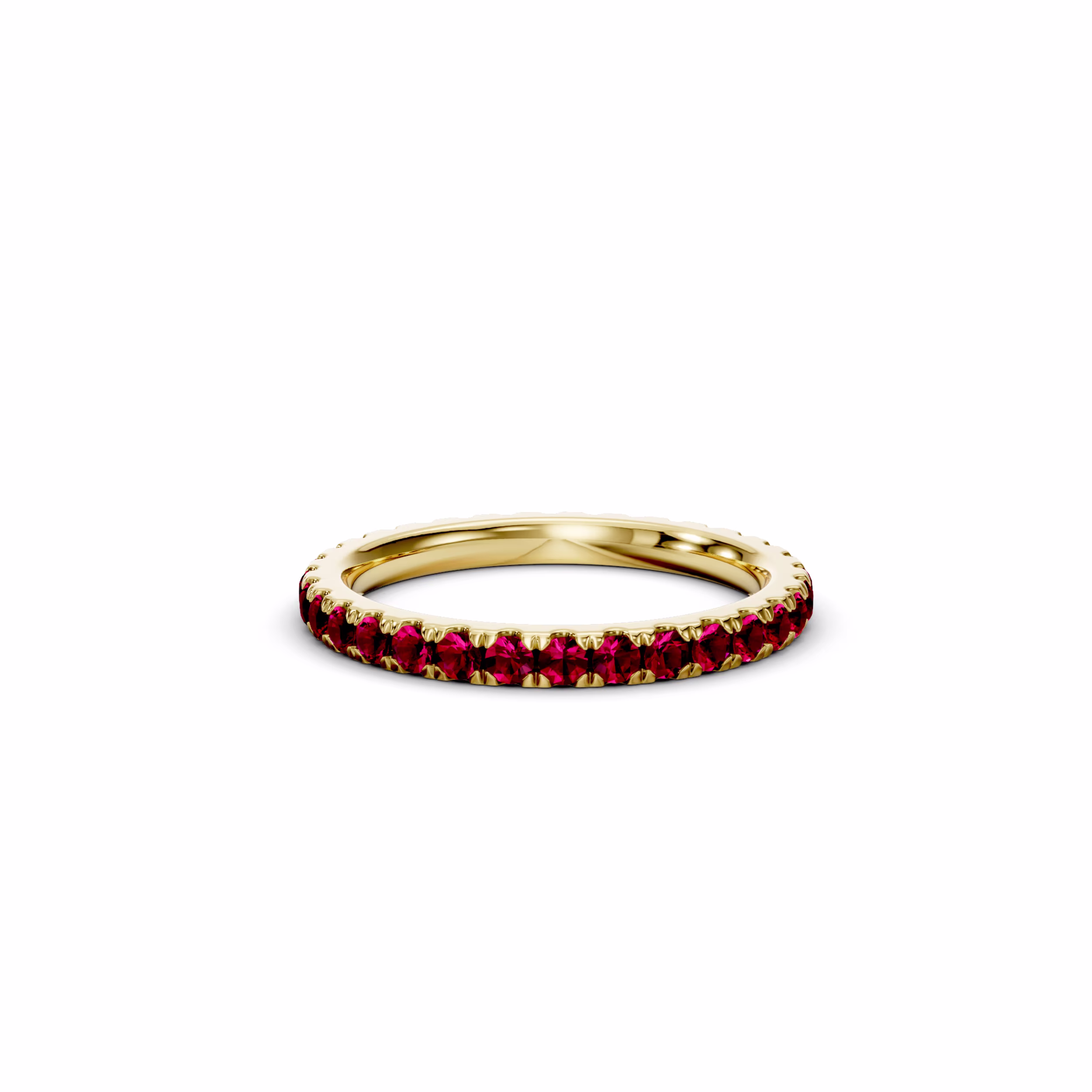 0.8 Carat Round Ruby U Pavé Eternity Band in 14 Karat Yellow Gold (Main View)