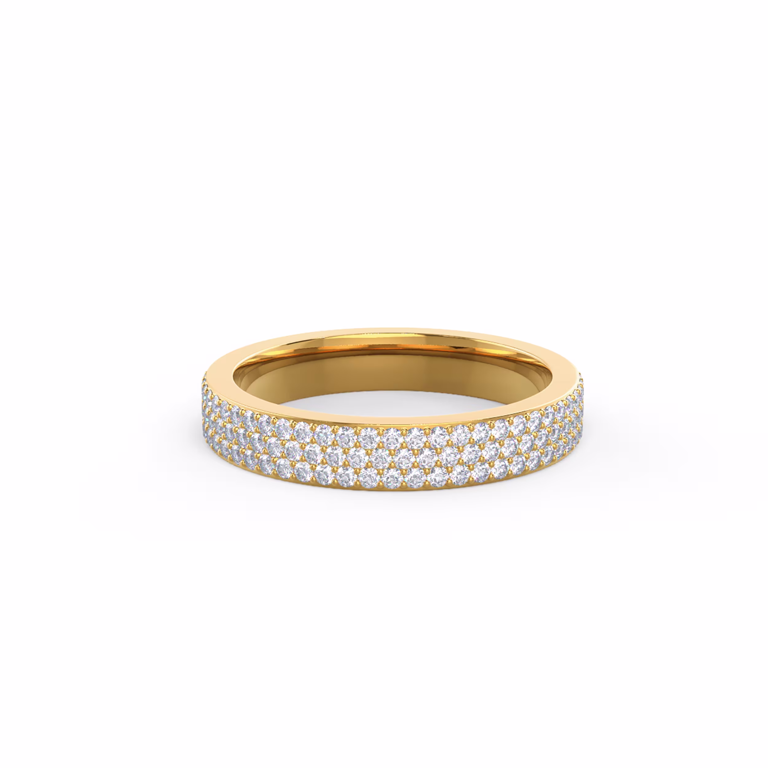 0.85 ctw Round Lab Diamonds set in 14k Yellow Gold Three Row Pavé Eternity Band (Main View)