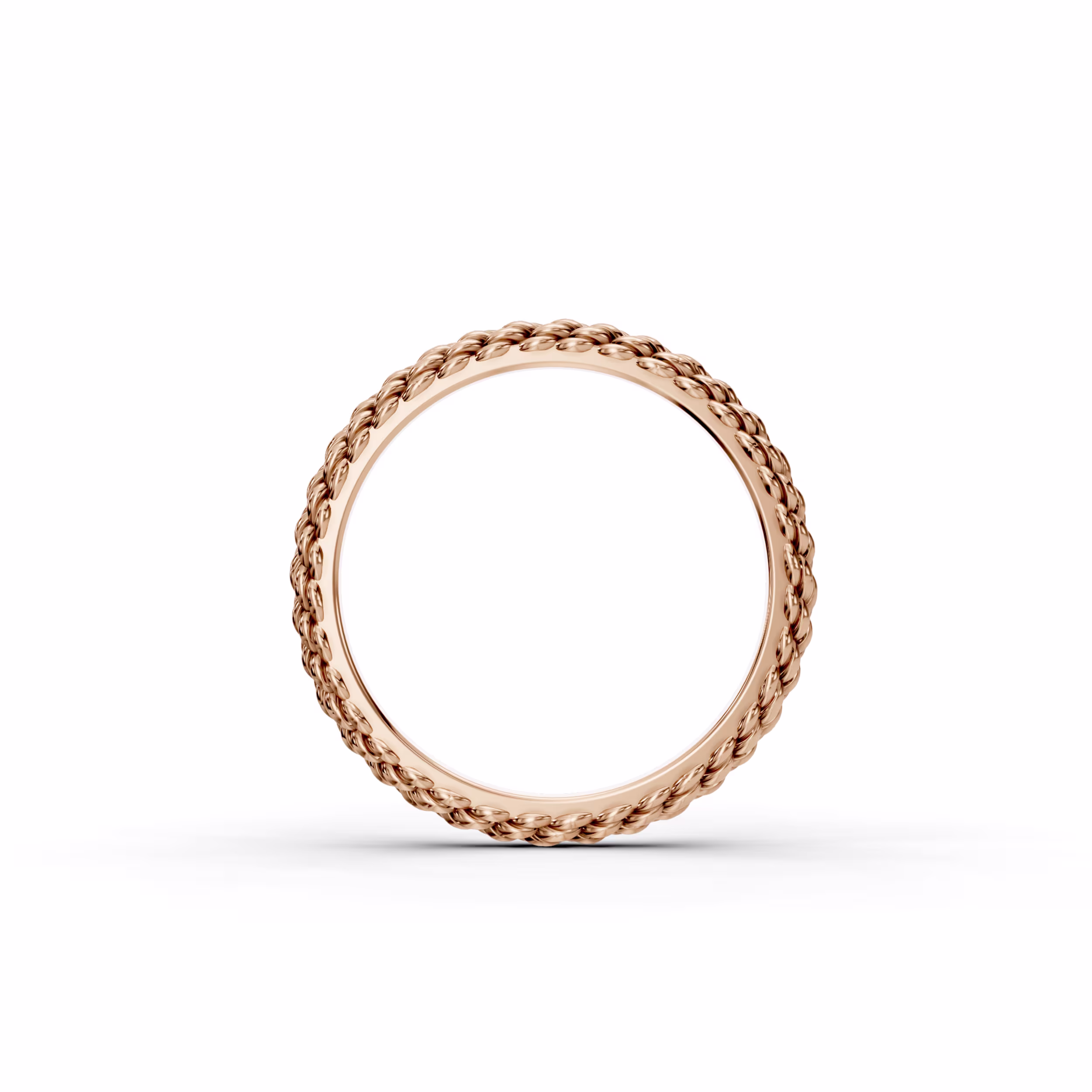 braided rose gold metal eternity band ada diamonds (profile view)