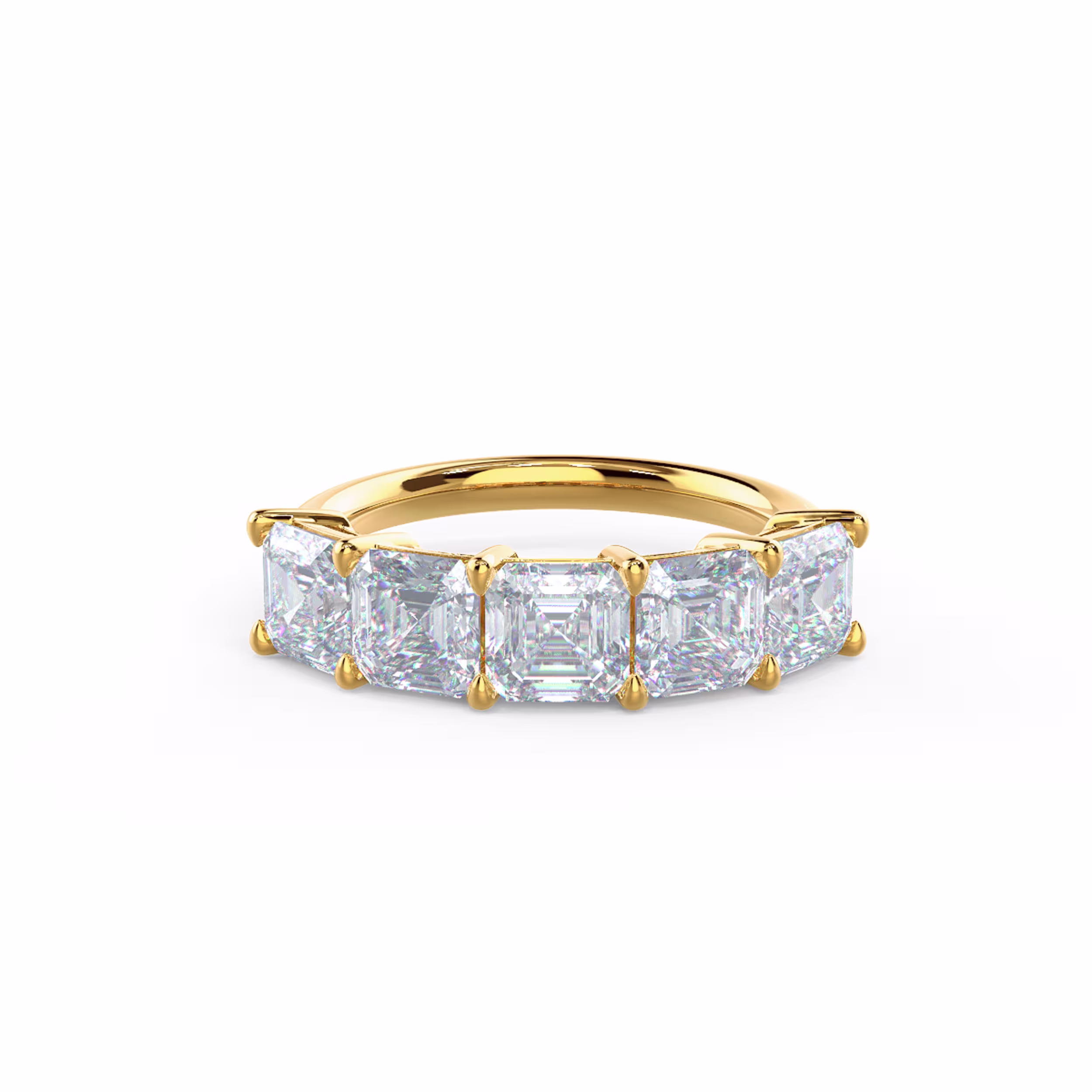 Exceptional Quality 3.5 ctw Lab Diamonds set in 14k Yellow Gold Asscher Cut Five-Stone Band (Main View)