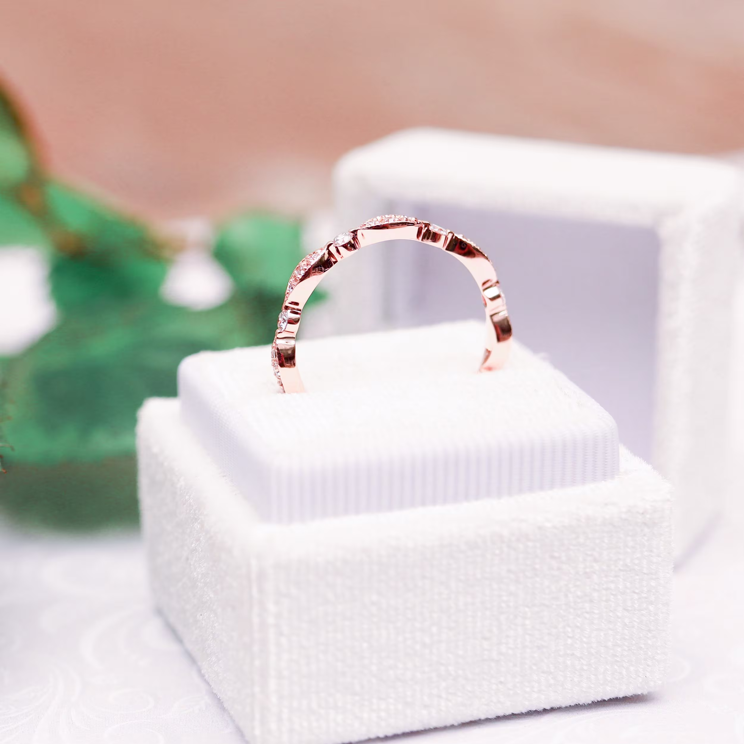 14k rose gold leaf lab diamond wedding band ada diamonds design ad 216 profile