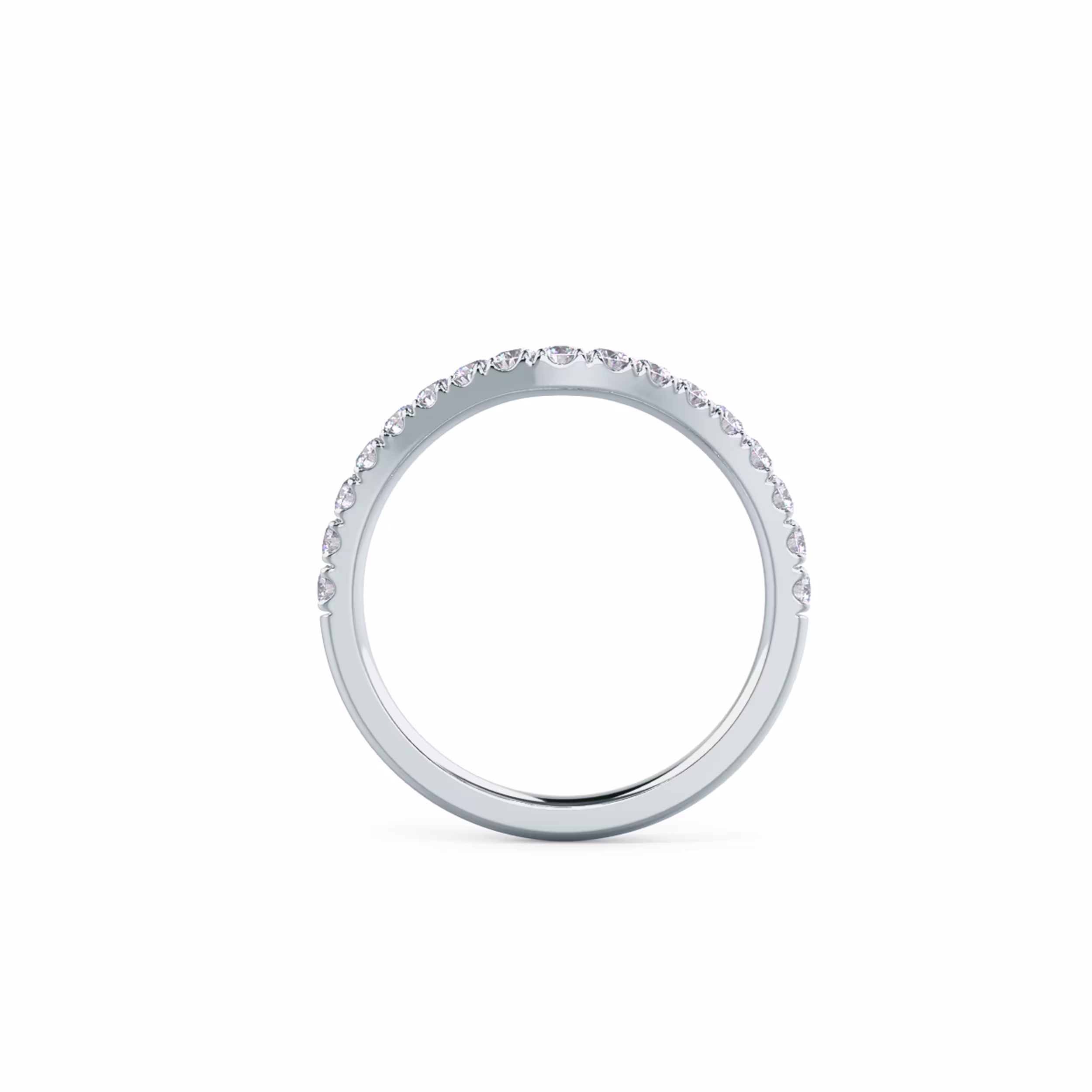 0.45 Carat Round Brilliant Lab Diamonds set in 18k White Gold Pavé Countoured Half Band (Profile View)