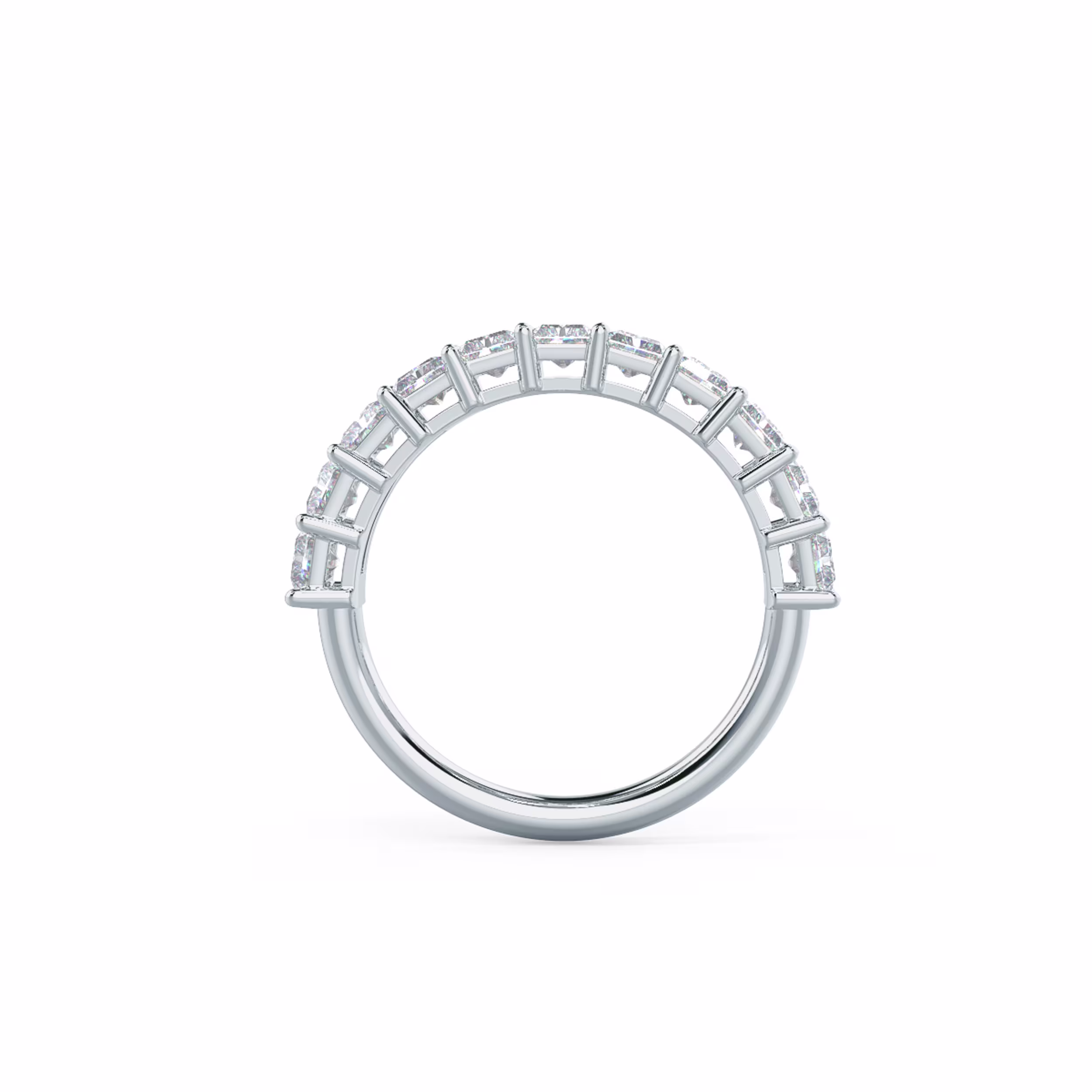 2.2 Carat Man Made Diamonds Radiant Half Band in 18k White Gold (Profile View)