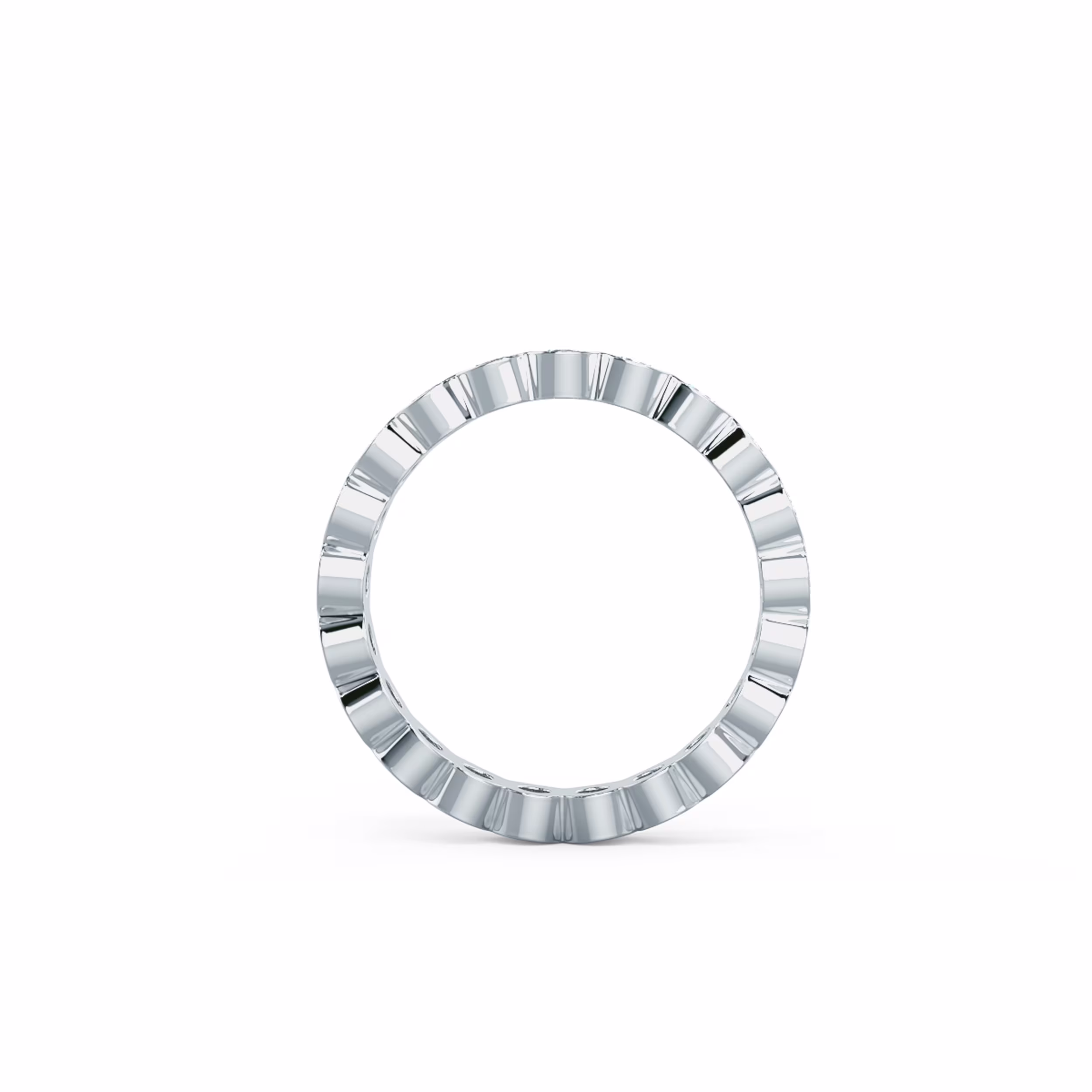 1.0 Carat Round Lab Grown Diamonds Bezel Set Round Diamond Eternity Band in 18k White Gold (Profile View)