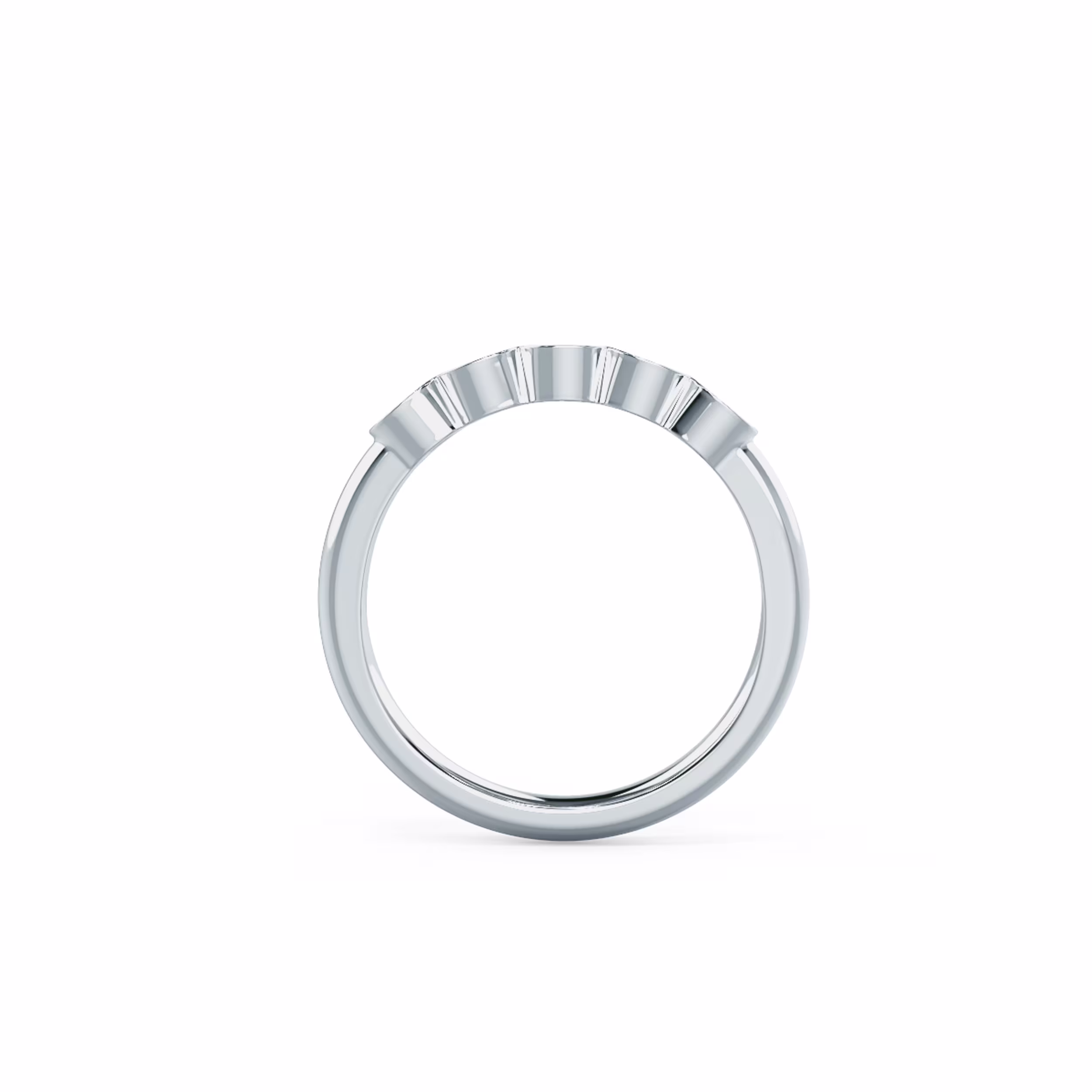 0.7 Carat Round Lab Diamonds Bezel Five Stone in 18kt White Gold (Profile View)