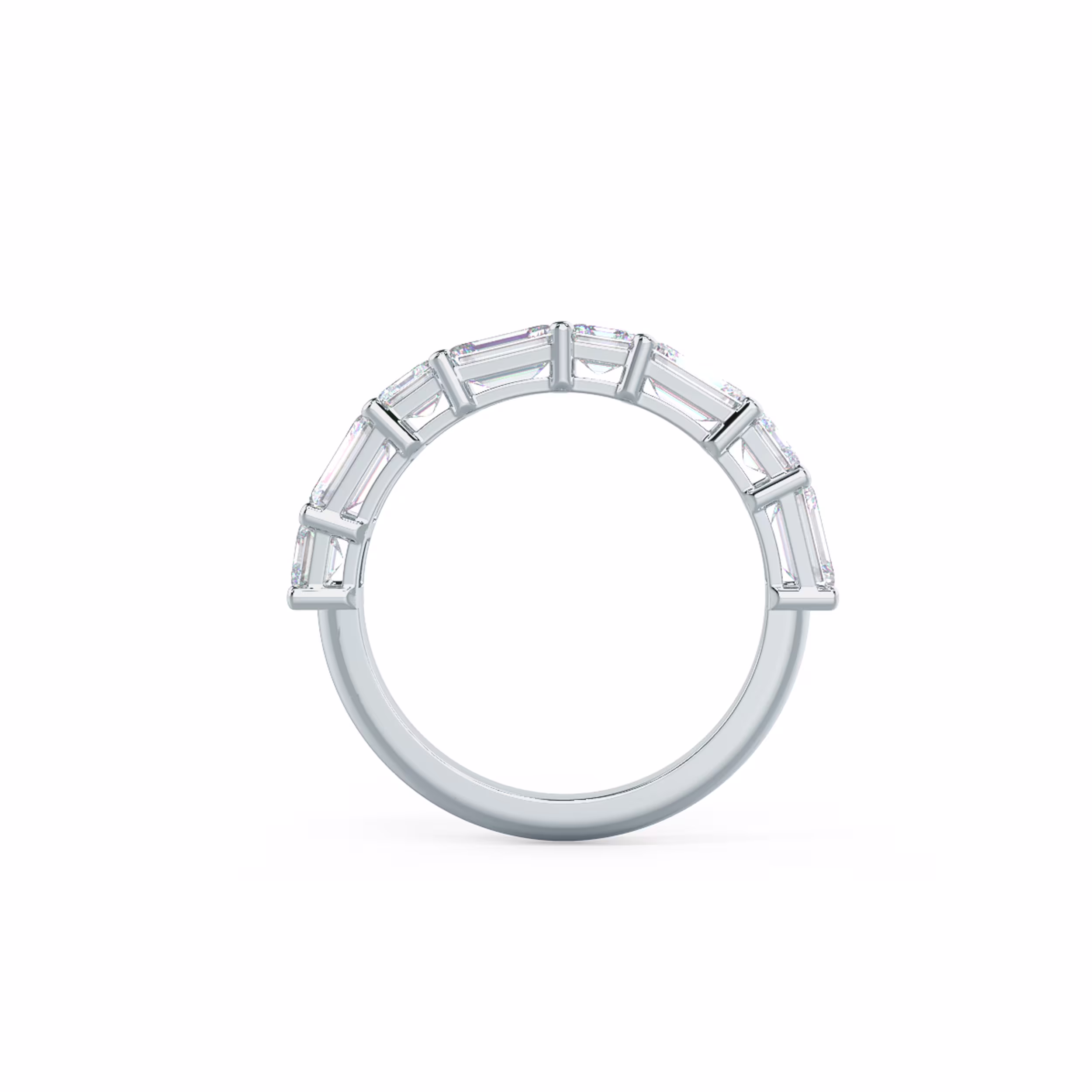 2.4 ct Lab Grown Diamonds set in 18k White Gold Emerald and Asscher East-West Half Band (Profile View)