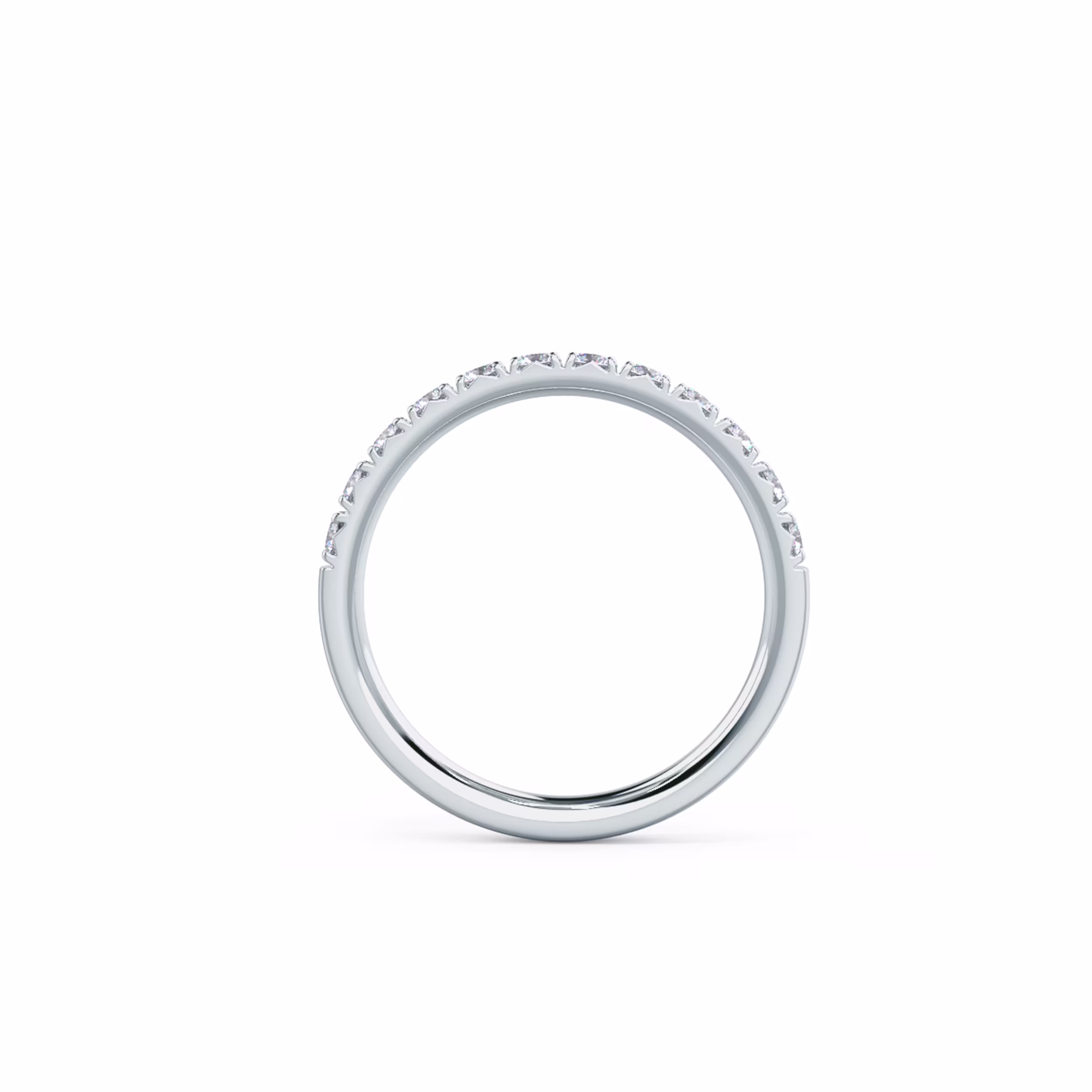 0.5 ctw Round Lab Grown Diamonds French Pavé Half Band in 18k White Gold (Profile View)