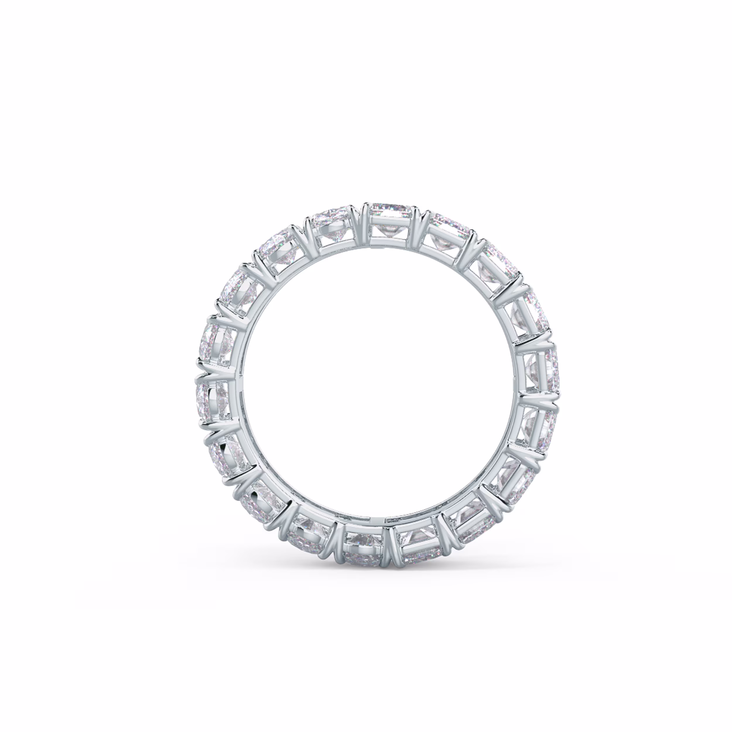 18kt White Gold Half and Half Band featuring Hand Selected 6.3 Carat Synthetic Diamonds (Profile View)