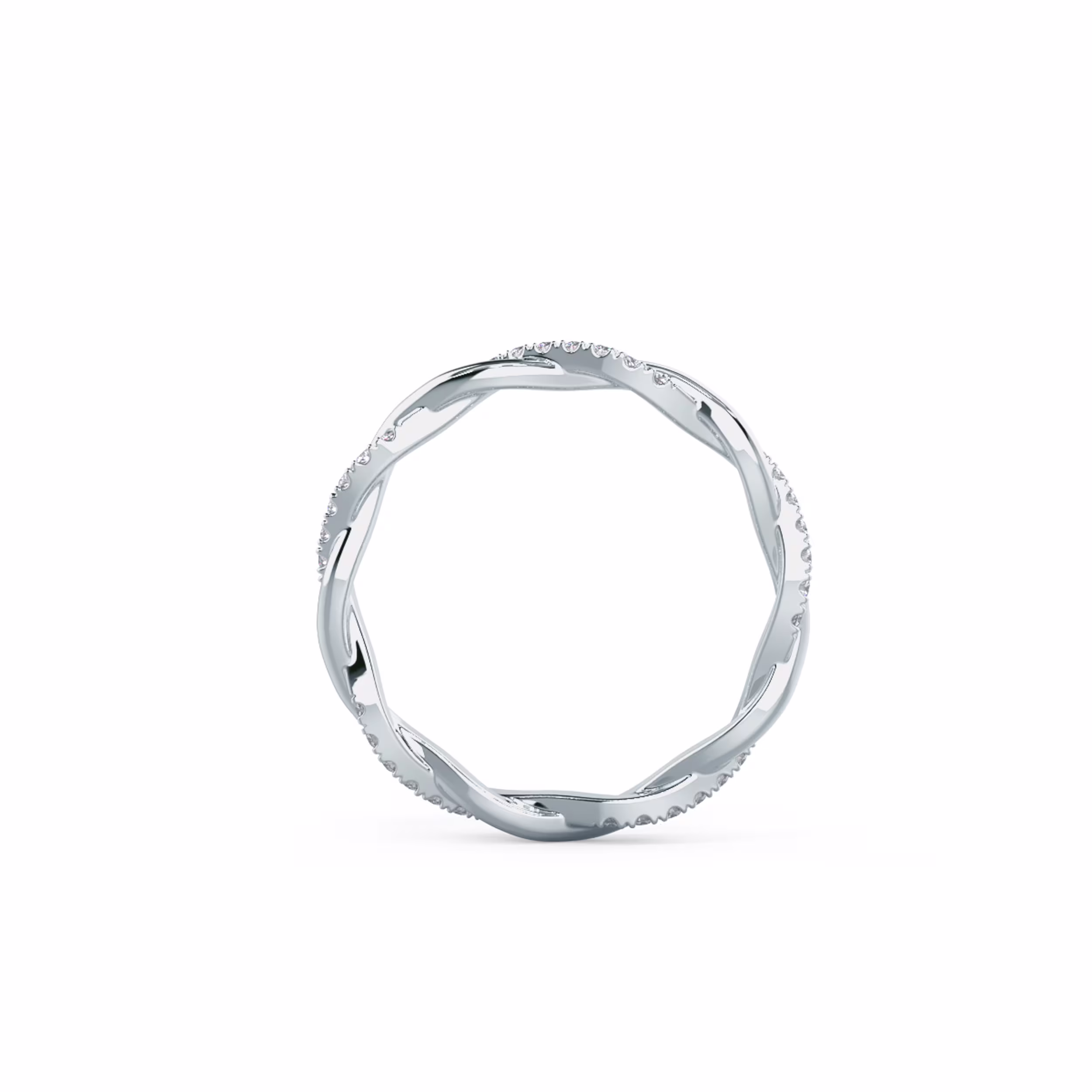 18k White Gold Infinity Twisting Light Eternity Band featuring 0.25 Carat Round Brilliant Lab Diamonds (Profile View)