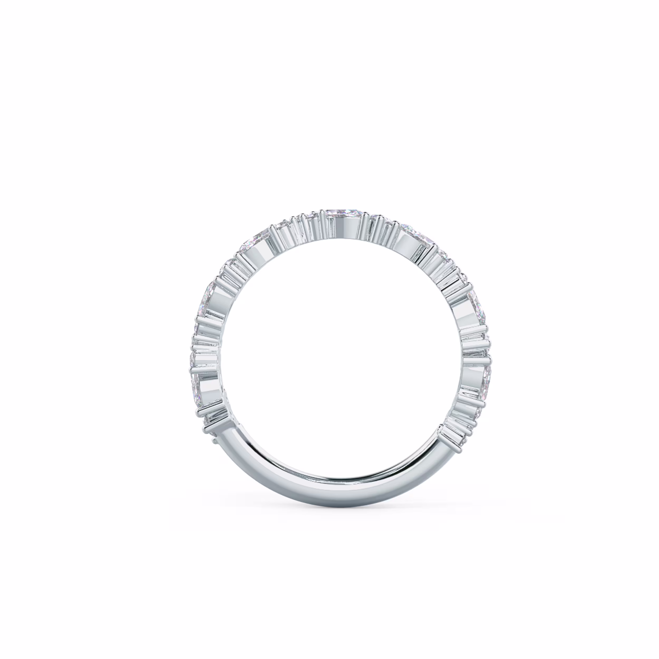1.0 Carat Lab Created Diamonds set in White Gold Jessica Three Quarter Band (Profile View)