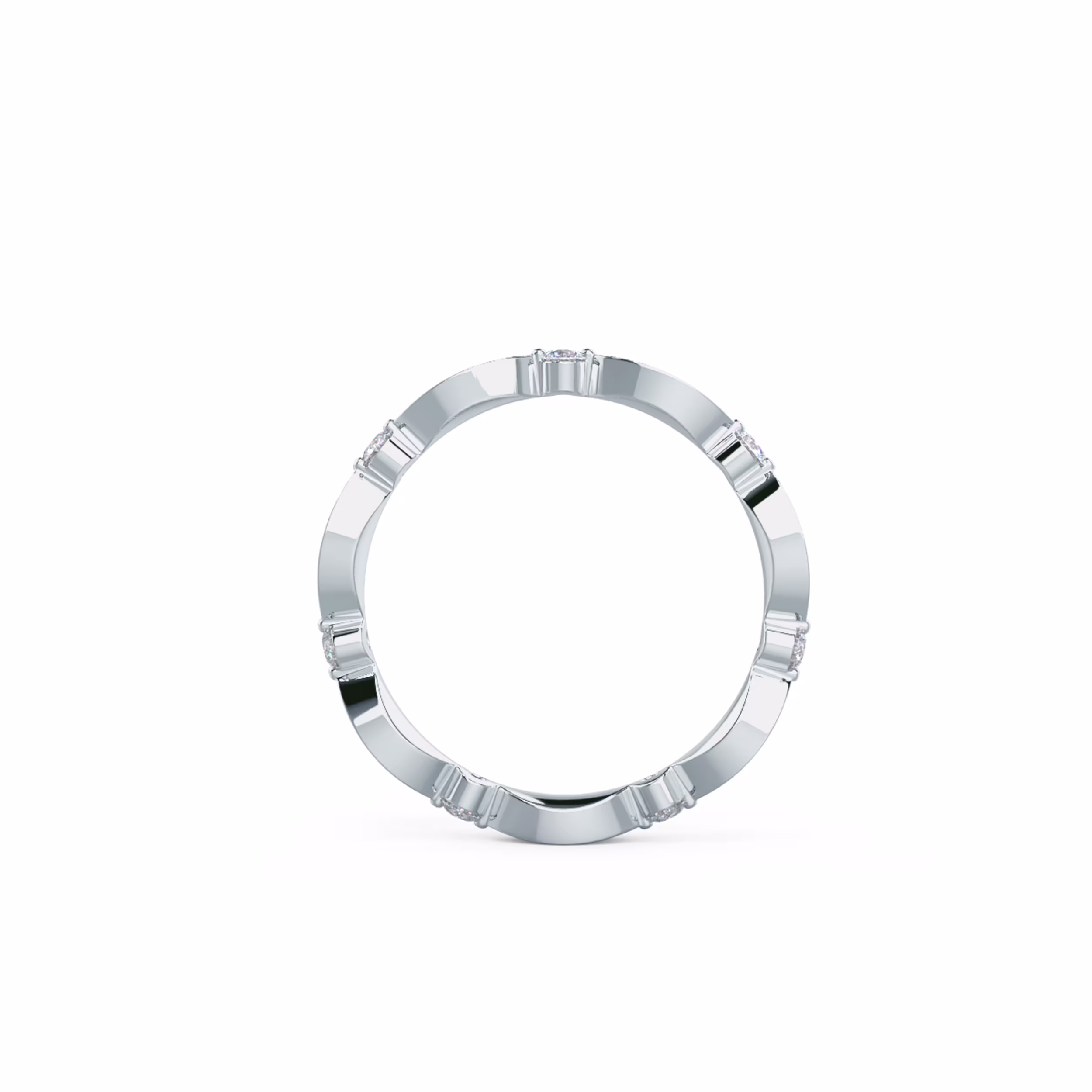 0.45 ct Round Lab Diamonds set in 18k White Gold Leaf Eternity Band (Profile View)