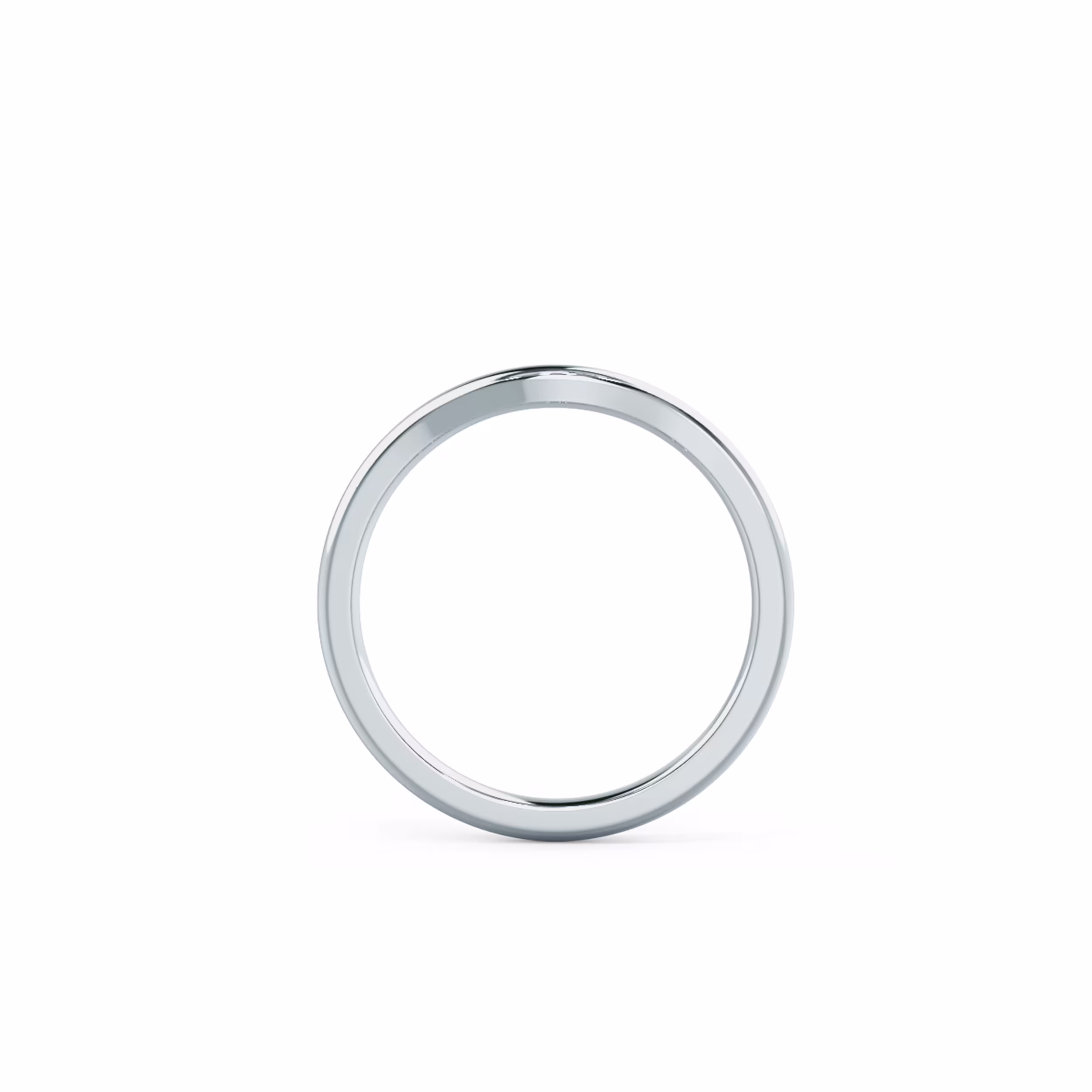 18k White Gold Metal Contoured Band featuring Plain Metal Diamonds (Profile View)