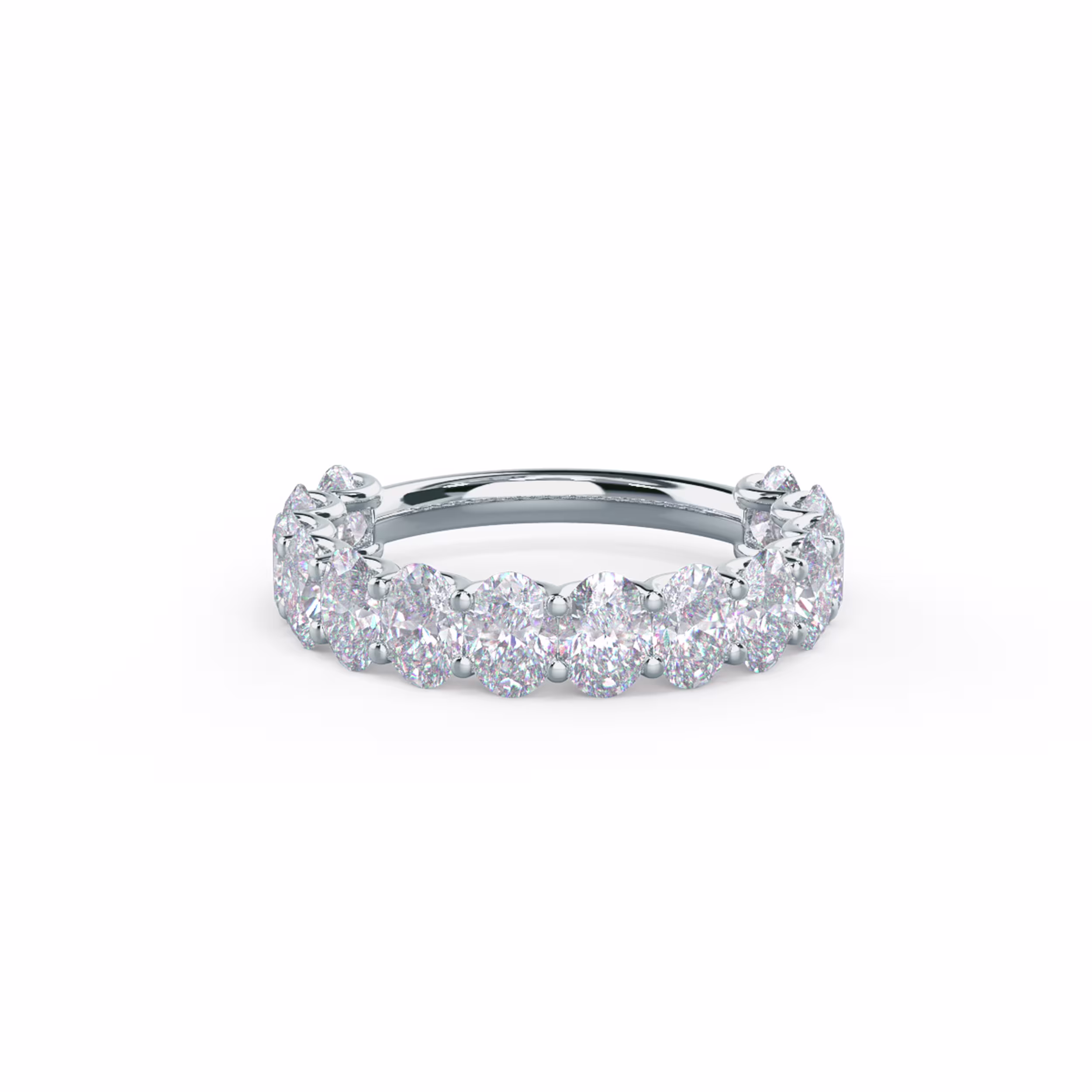 18 Karat White Gold Oval French U Three Quarter Band featuring 2.85 ct Lab Diamonds (Main View)