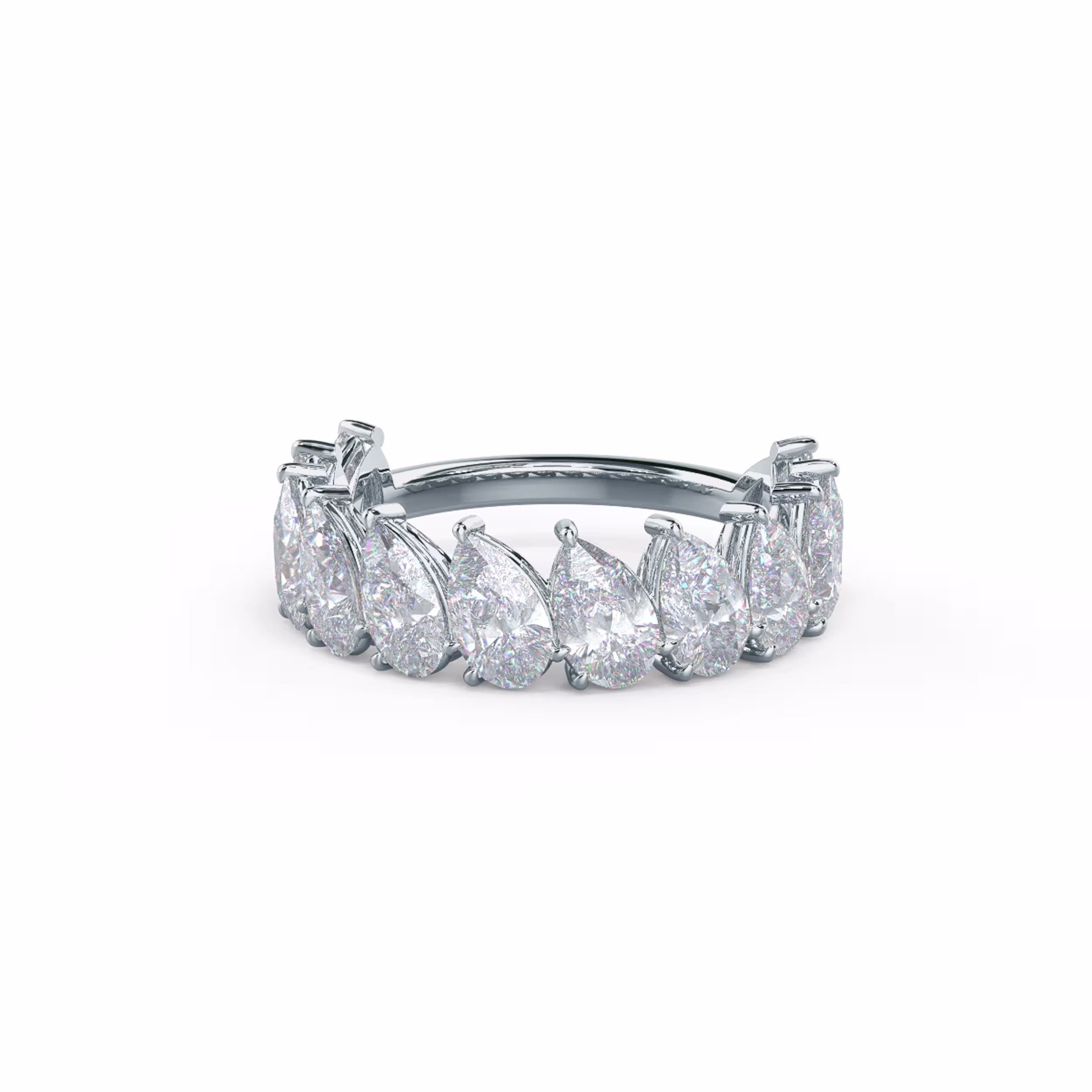 18k White Gold Pear Angled Three Quarter Band featuring 4.0 Carat Man Made Diamonds (Main View)