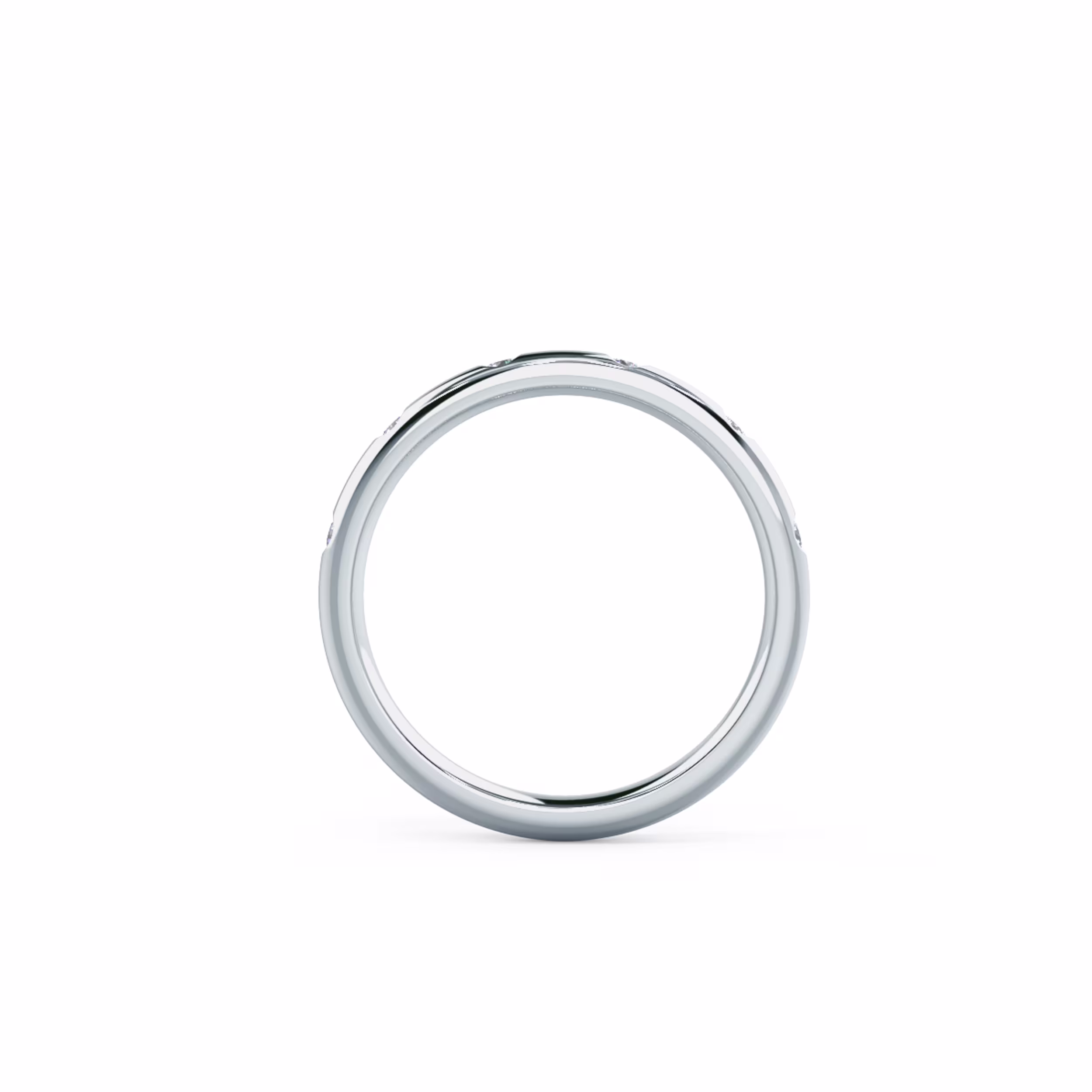 Exceptional Quality 0.15 ct Diamonds set in 18k White Gold Rounded Flush Set Half Band (Profile View)