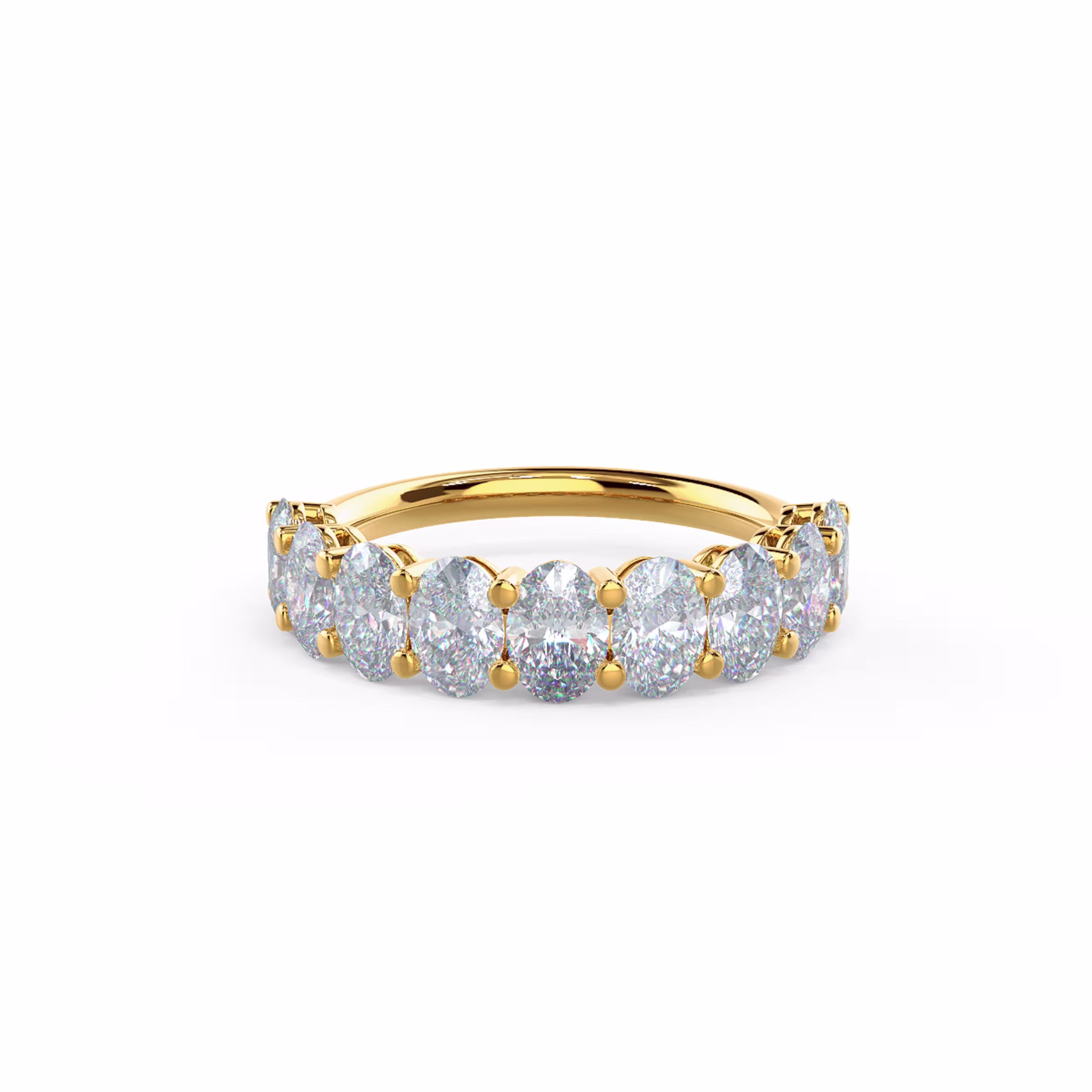 Hand Selected 2.5 Carat Lab Diamonds Oval Basket Half Band in Yellow Gold (Main View)
