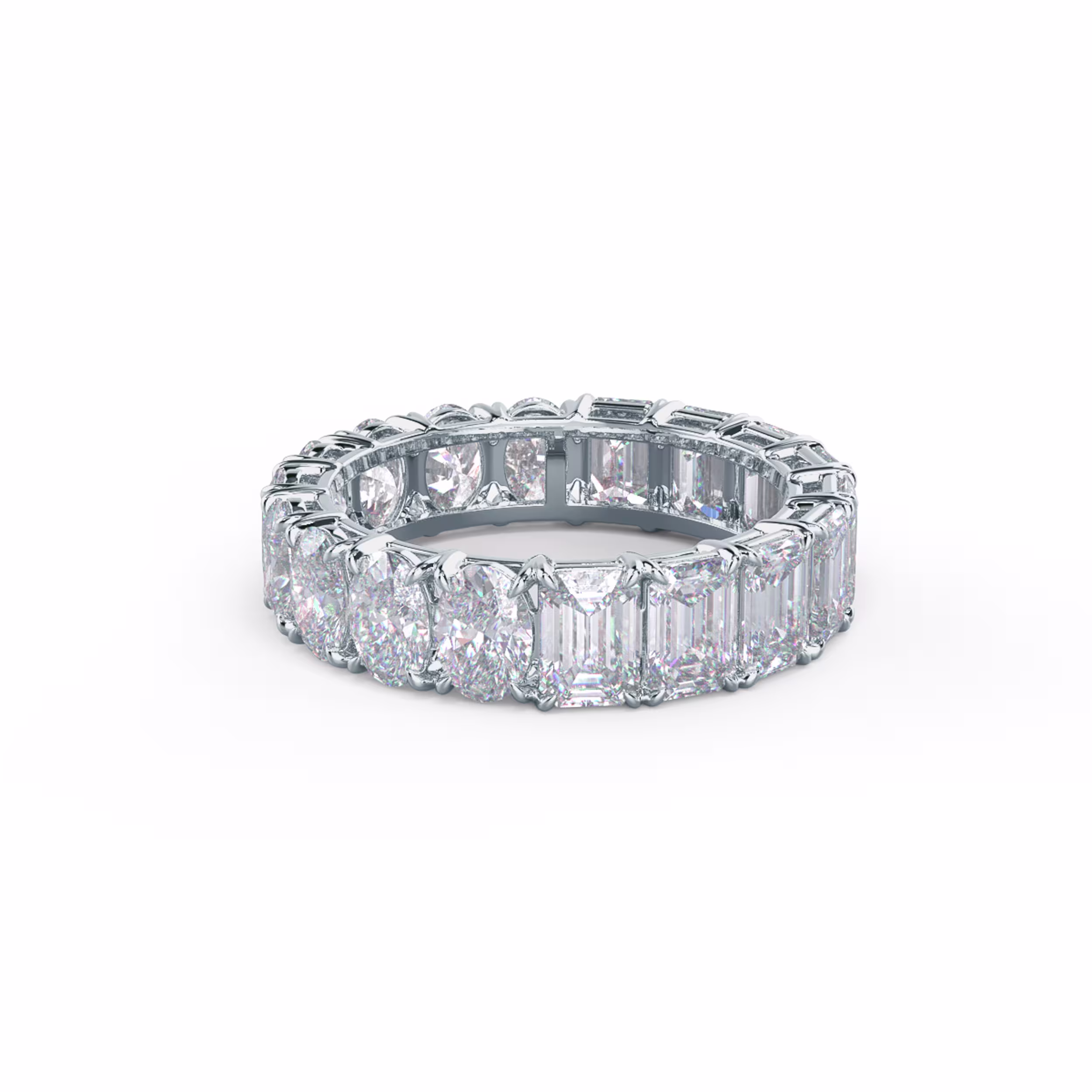 18k White Gold Half and Half Band featuring 6.3 Carat Man Made Diamonds (Main View)