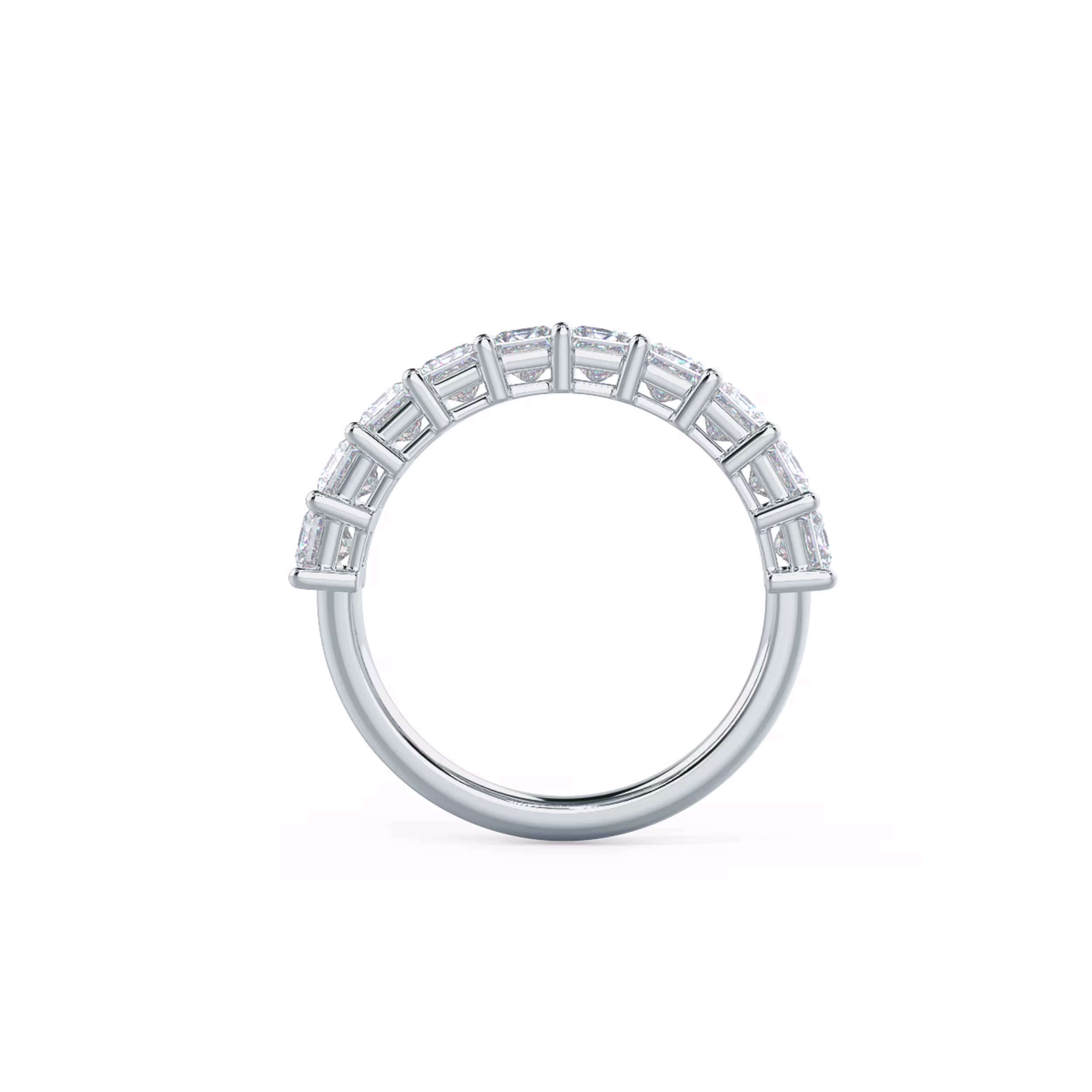 2.1 Carat Diamonds Princess Half Band in White Gold (Profile View)