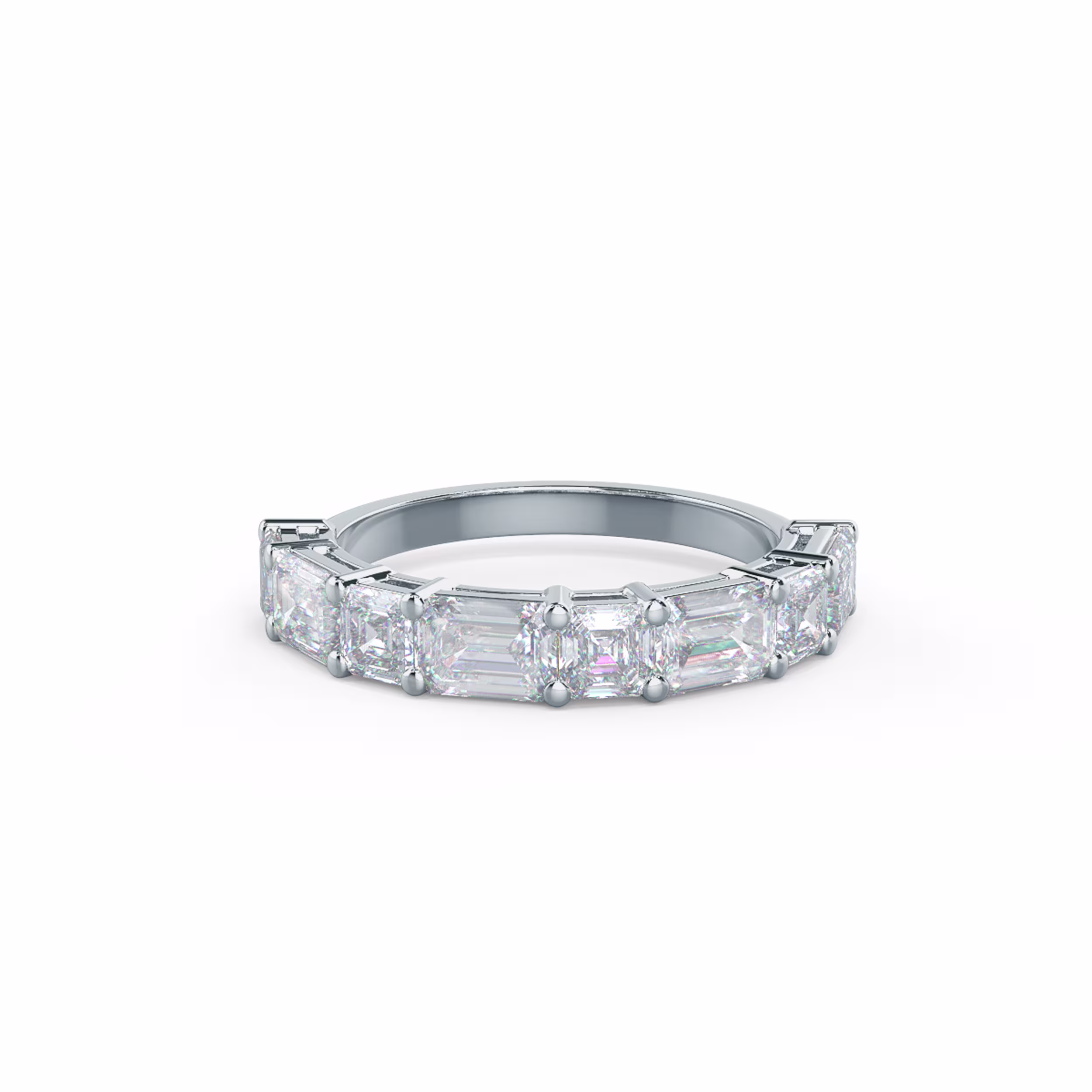 2.4 ct Lab Diamonds Emerald and Asscher East-West Half Band in 18k White Gold (Main View)