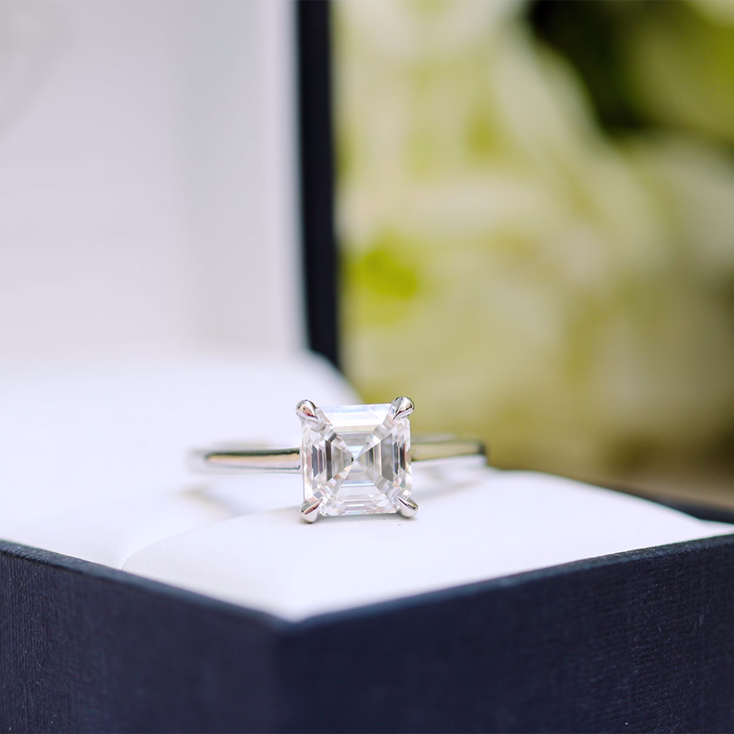 Lab Diamond Asscher Cathedral Solitaire In Box AD188