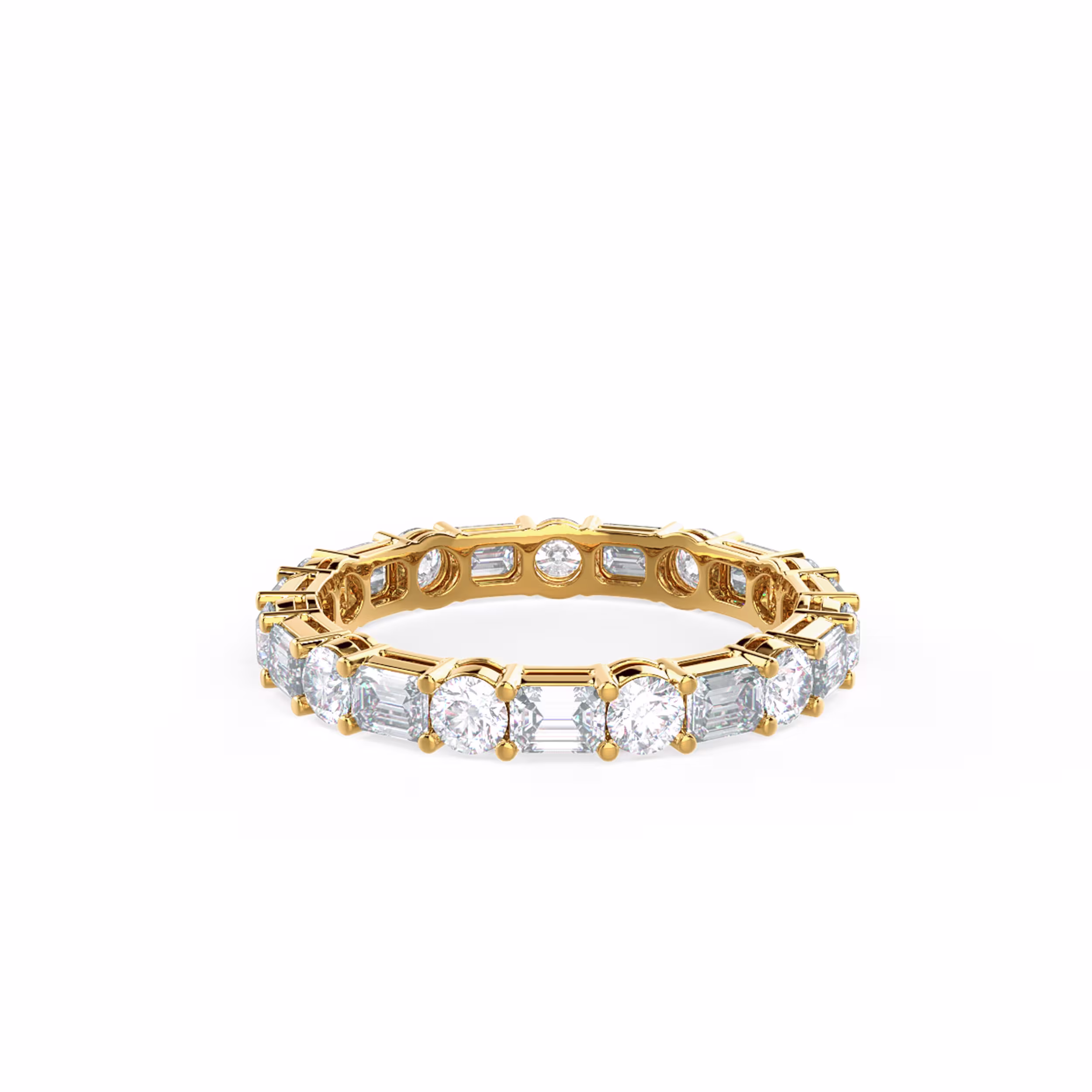 2.5 ct Lab Diamonds set in 18kt Yellow Gold Emerald and Round East-West Eternity Band (Main View)