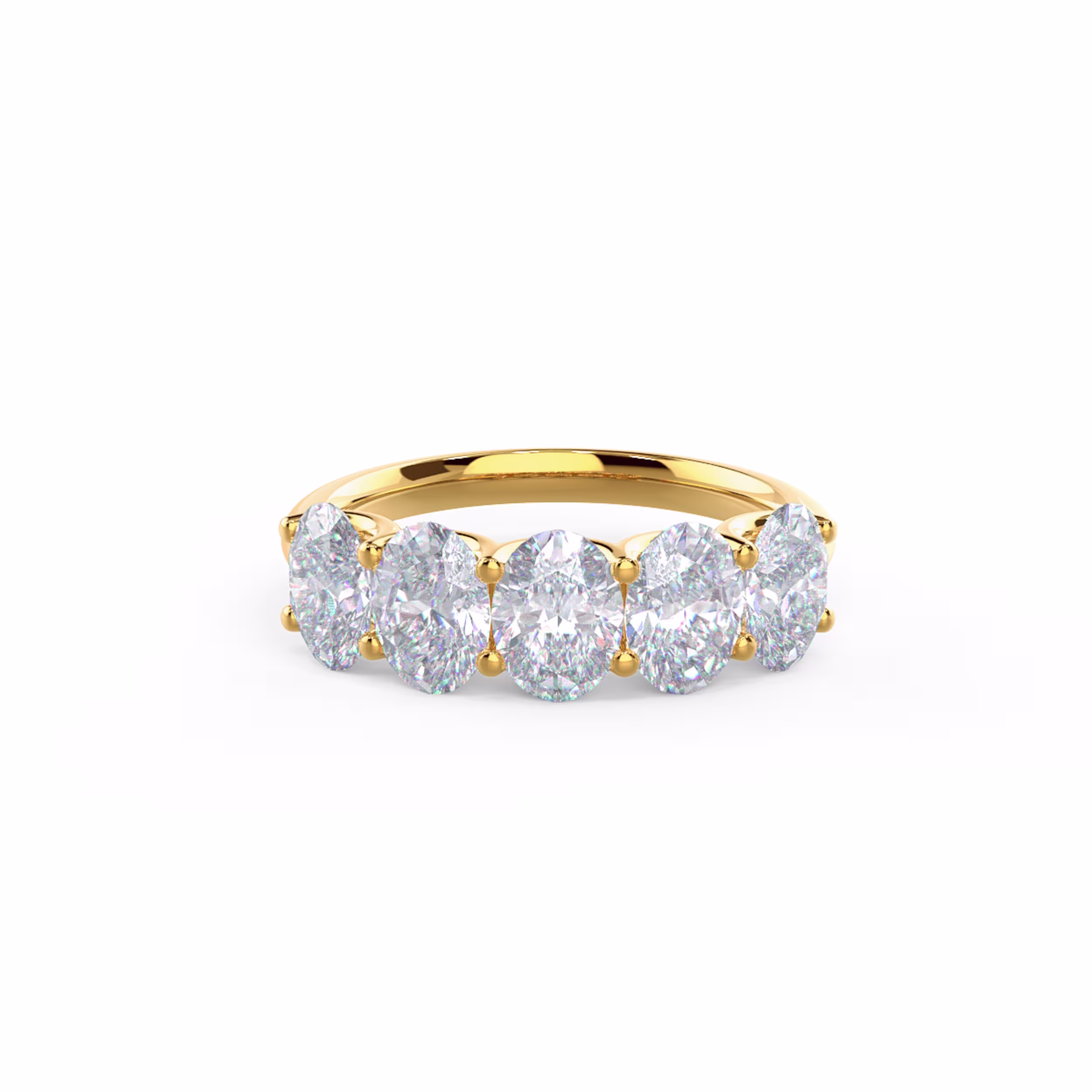 14kt Yellow Gold Oval Diamond French U Five Stone Band featuring 2.5 ct Diamonds (Main View)