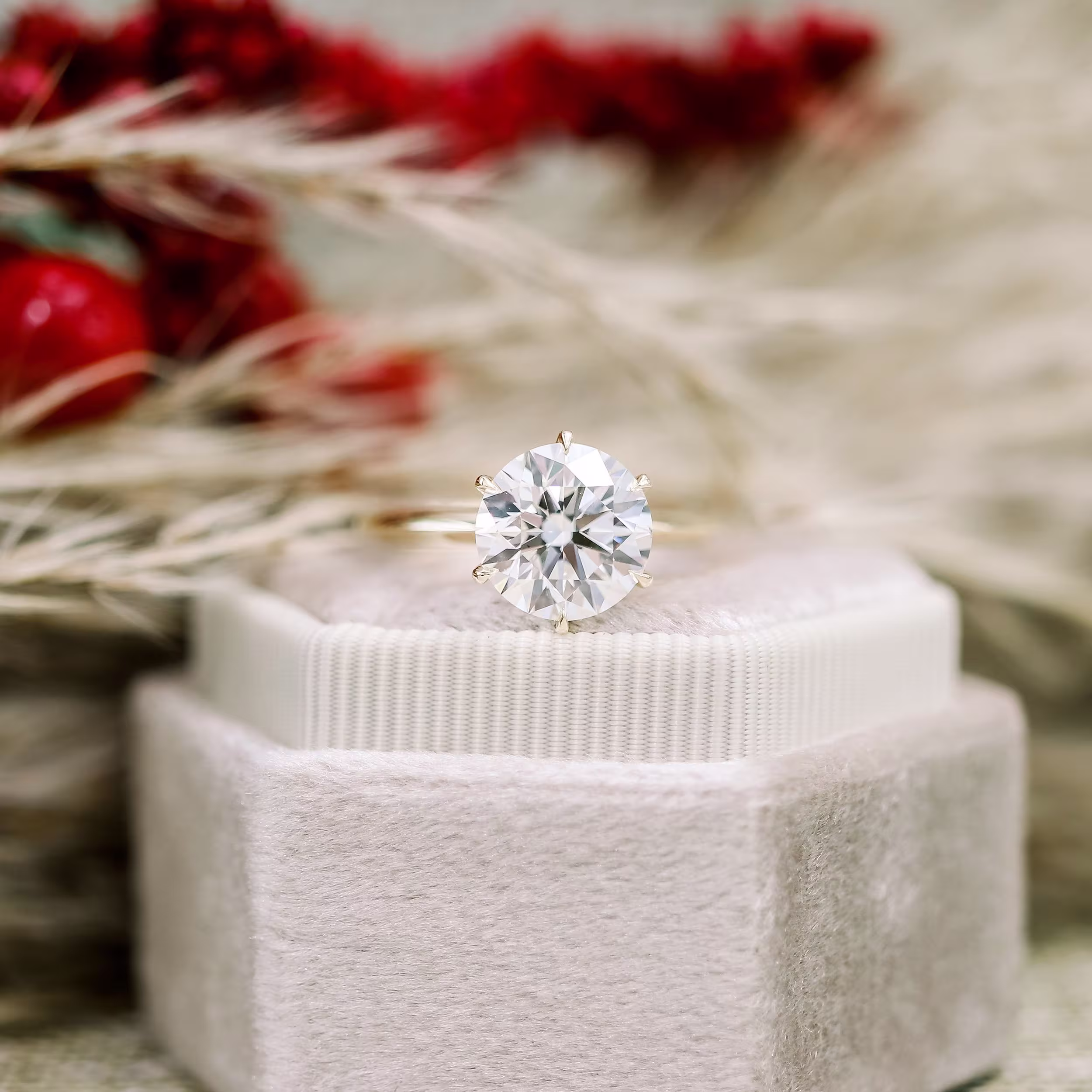 2.75 Carat Lab Diamonds set in Yellow Gold Round Classic Six Prong Solitaire Diamond Engagement Ring (Main View)