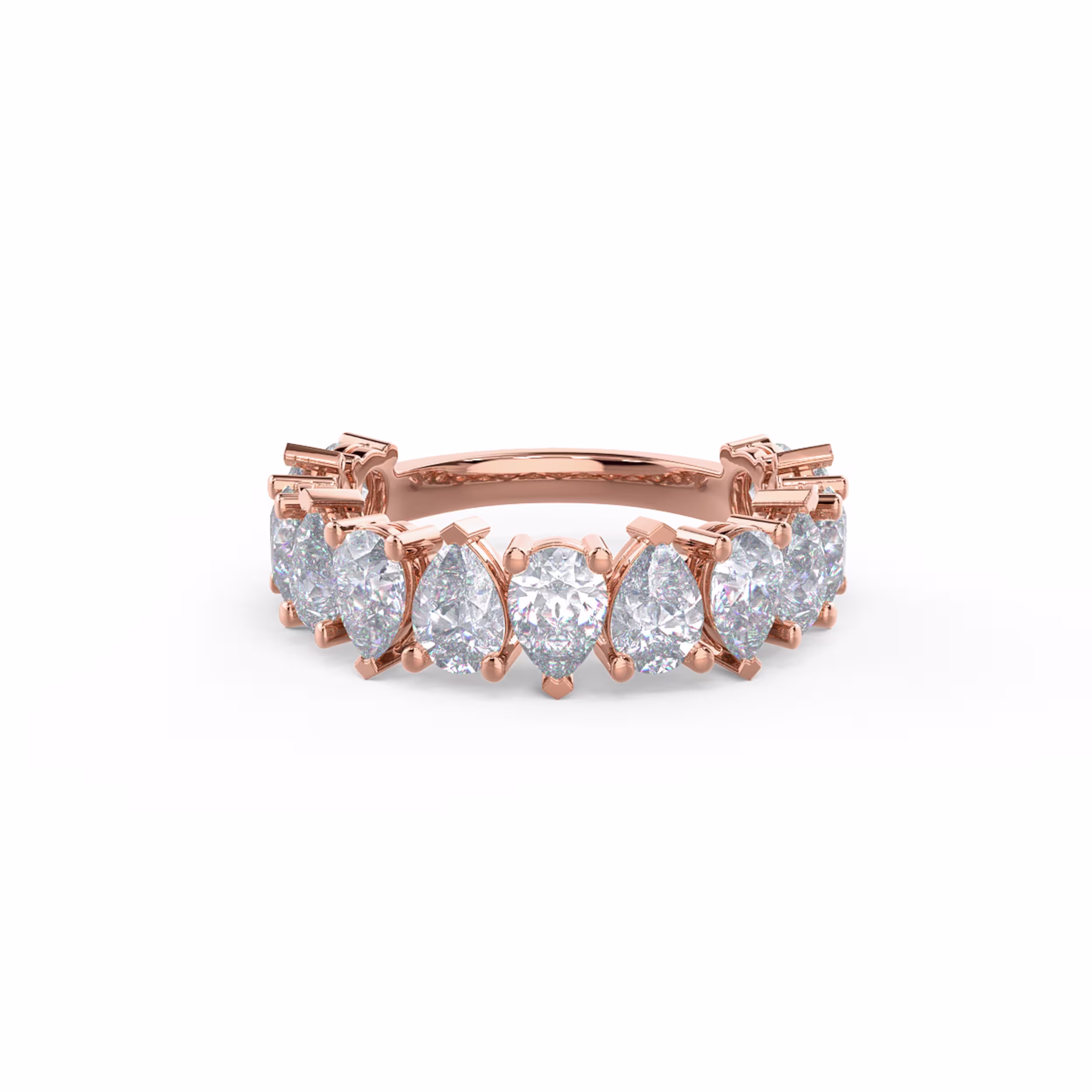 2.75 ctw Synthetic Diamonds Pear Alternating Three Quarter Band in 14k Rose Gold (Main View)
