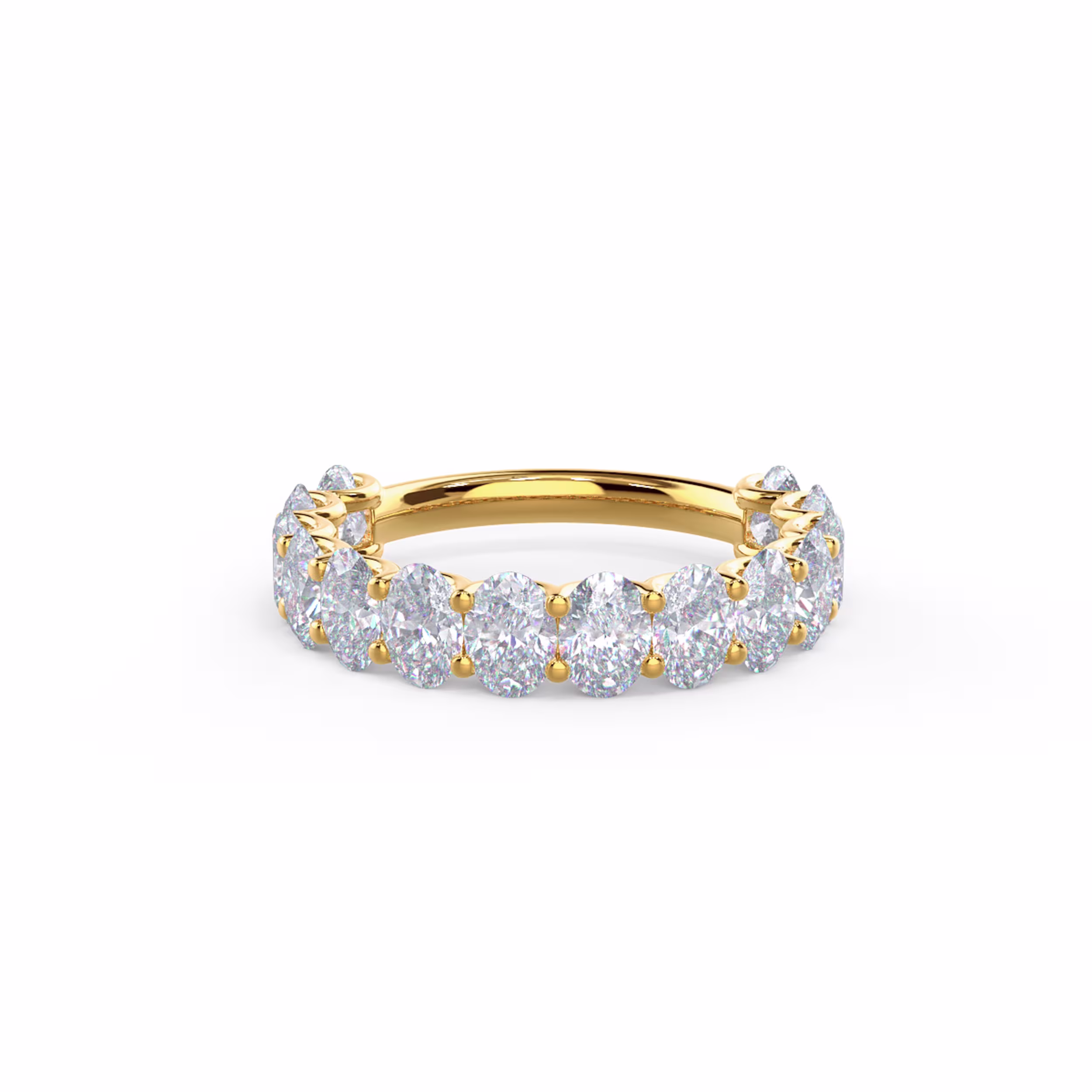 Hand Selected 2.85 ct Lab Diamonds set in Yellow Gold Oval French U Three Quarter Band (Main View)