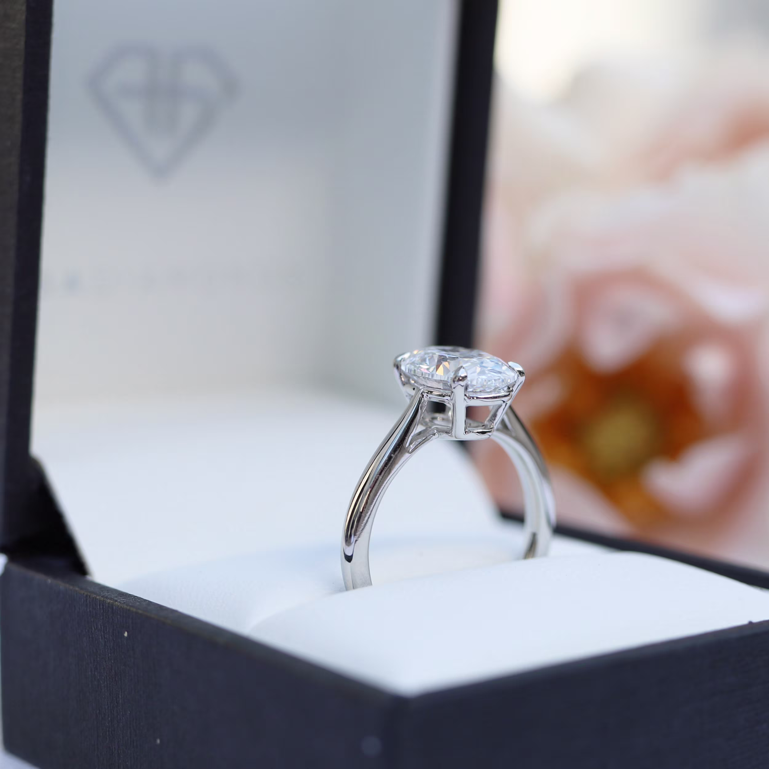 White Gold 2 Carat Oval Cathedral Solitaire with Lab Diamond Ada Diamonds Design AD-326 Profile