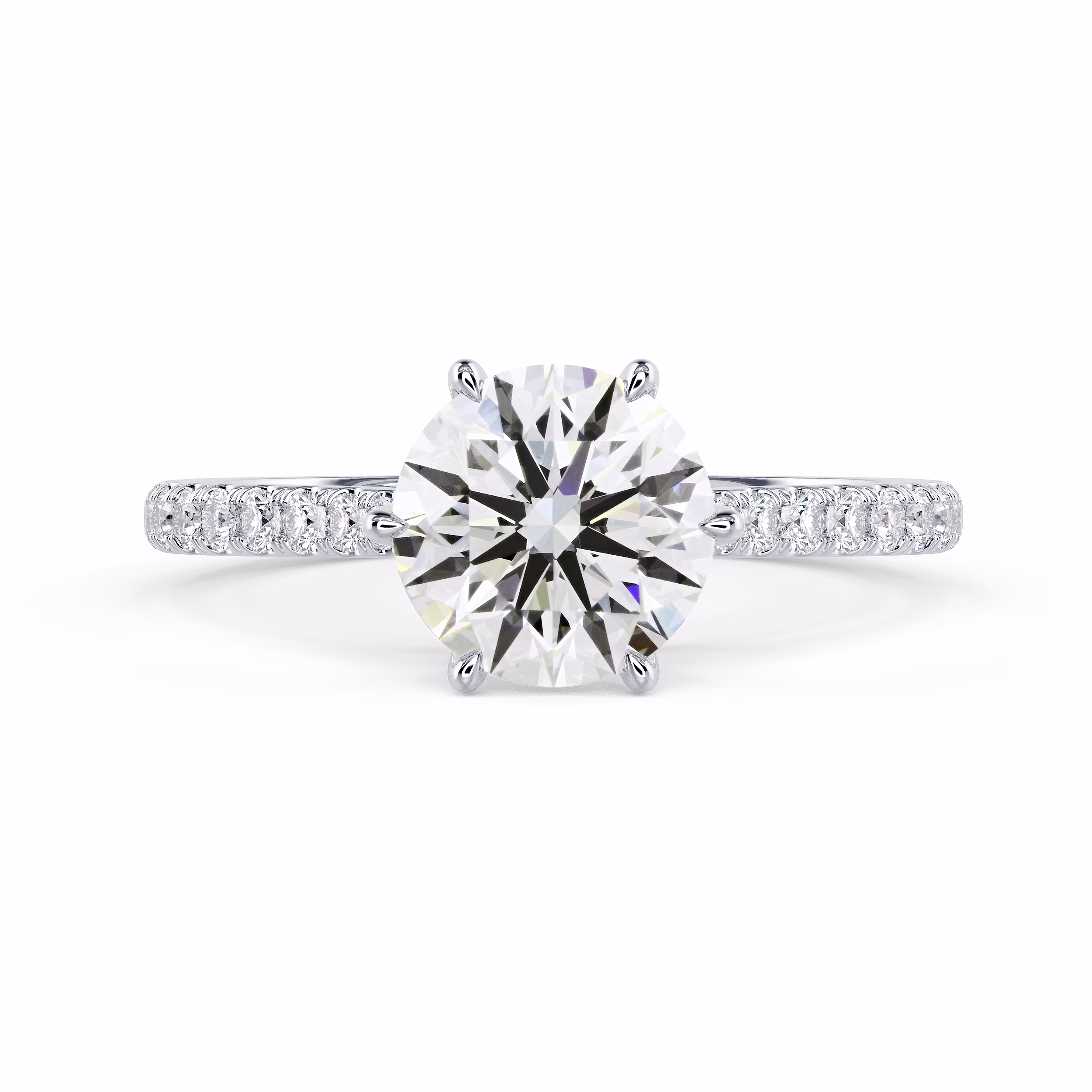 Diamonds set in White Gold Round Trellis Six Prong Pavé Setting (Main View)
