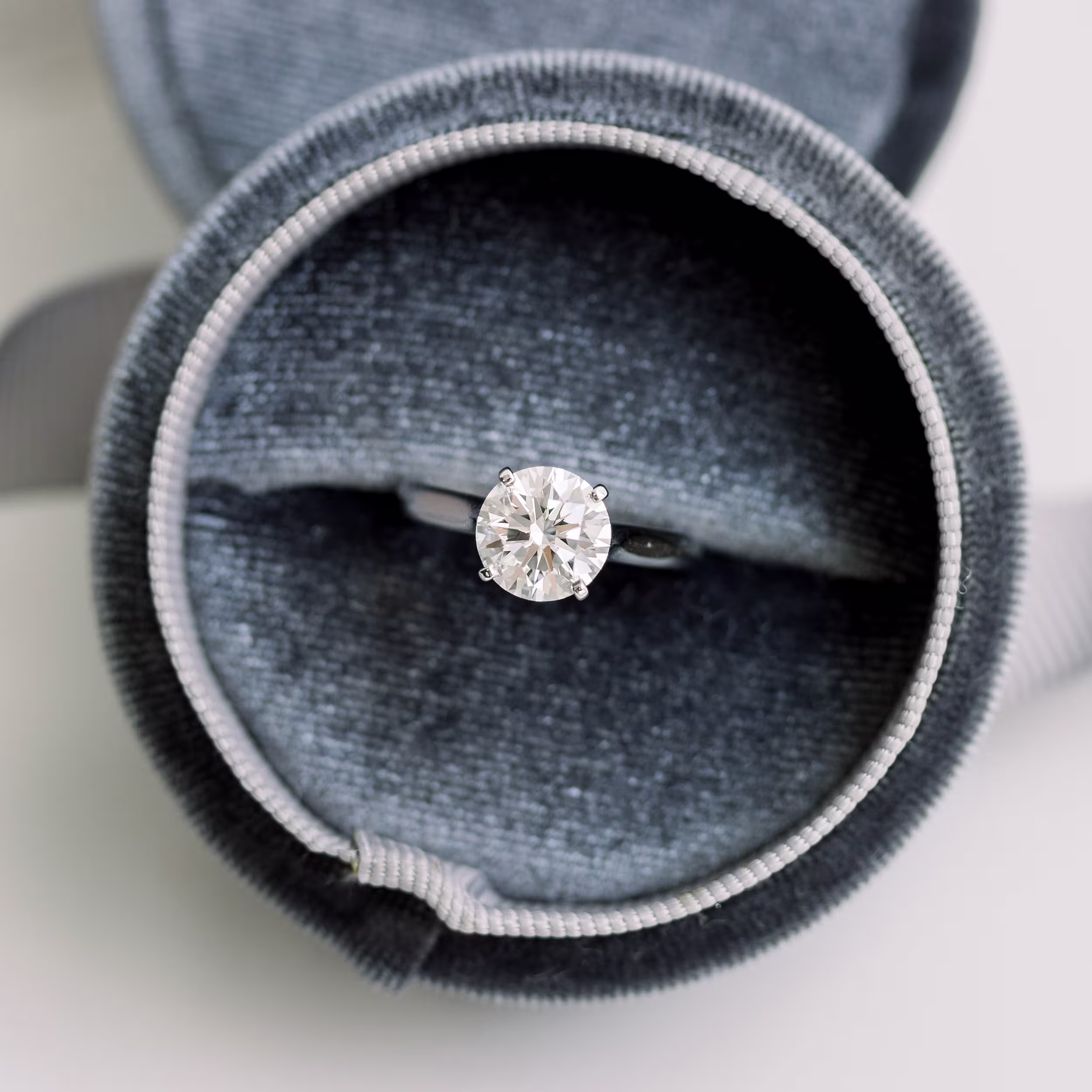 Platinum Round Cathedral Solitaire Diamond Engagement Ring featuring 2.0 Carat Man Made Diamonds (Main View)