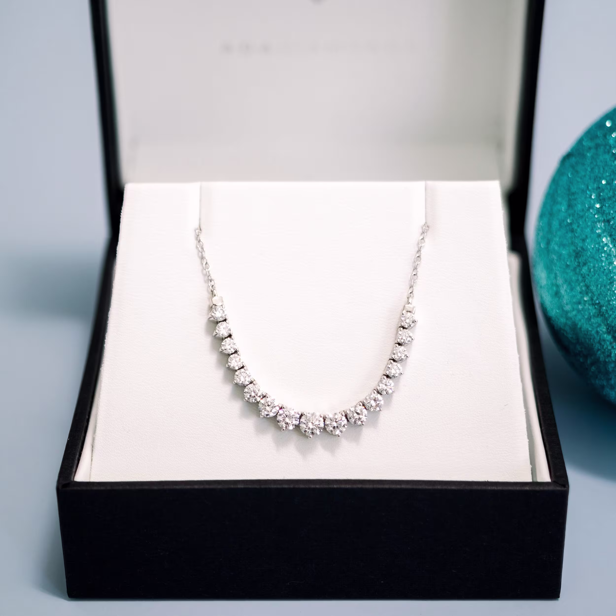 2.0 Carat Round Diamonds set in 14k White Gold Diamond Mini Riviera Choker (Main View)