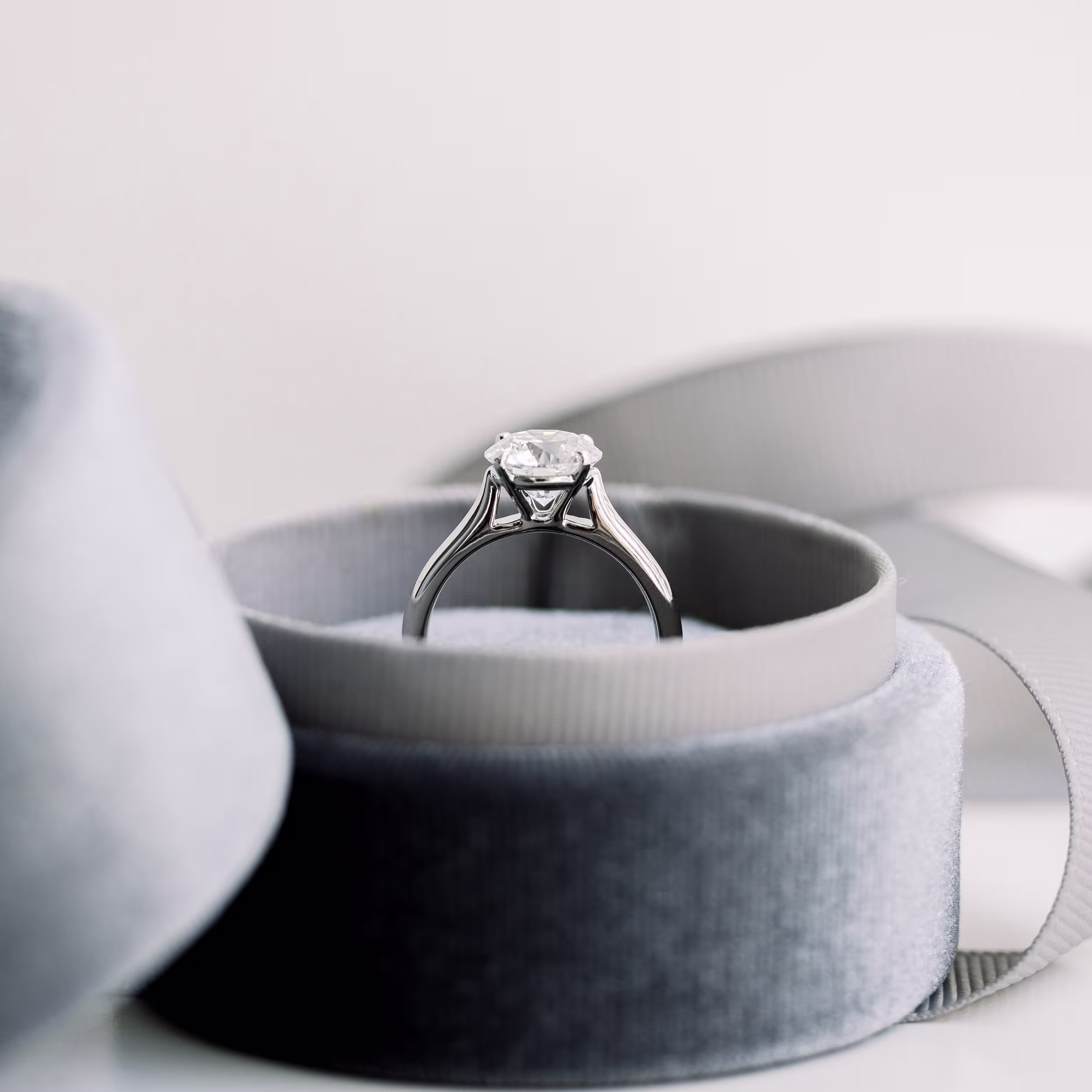 Platinum Round Cathedral Solitaire Diamond Engagement Ring featuring Exceptional Quality 2.0 Carat Lab Grown Diamonds (Profile View)