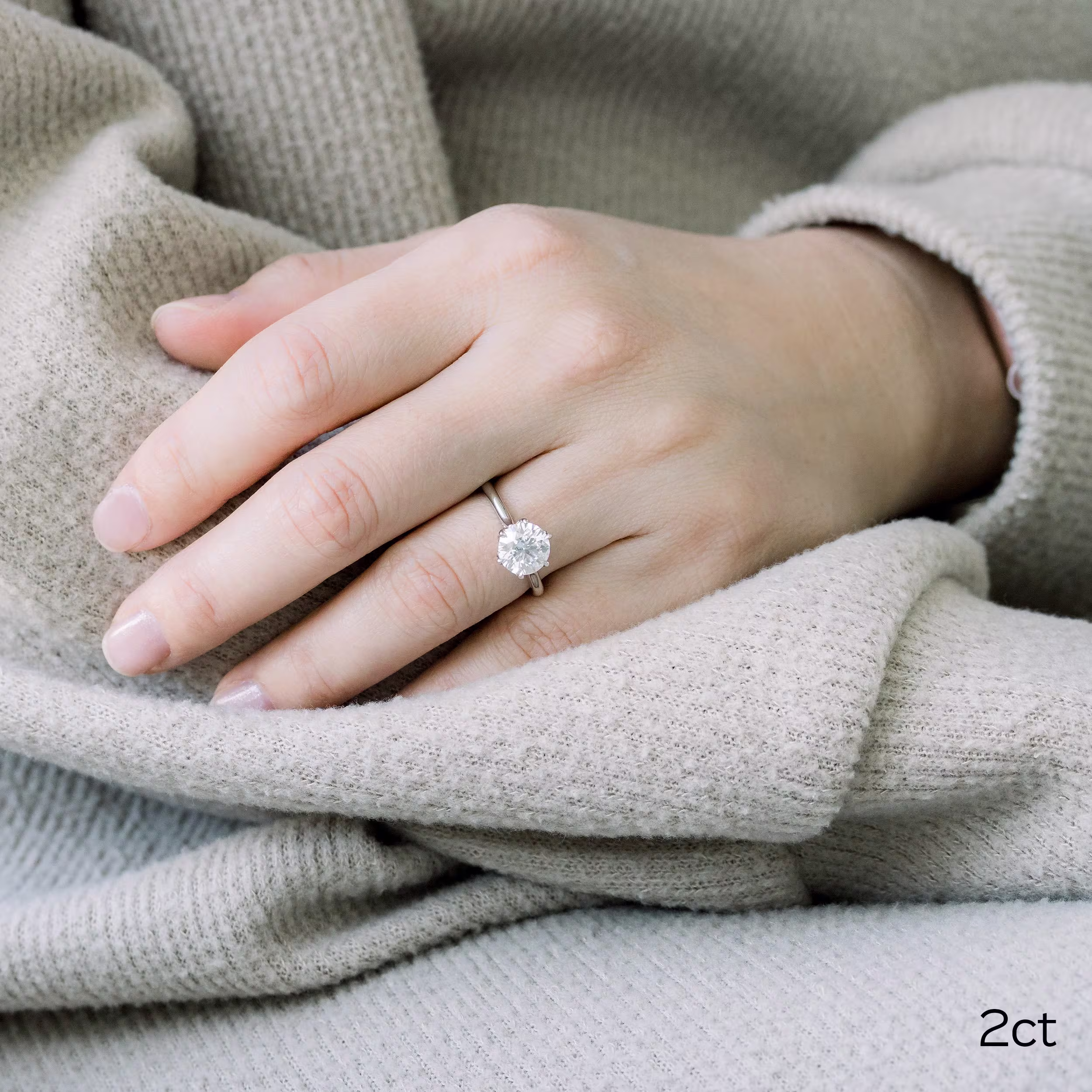 Platinum Floral Basket Solitaire Diamond Engagement Ring featuring Exceptional Quality 2.0 Carat Lab Diamonds (Main View)