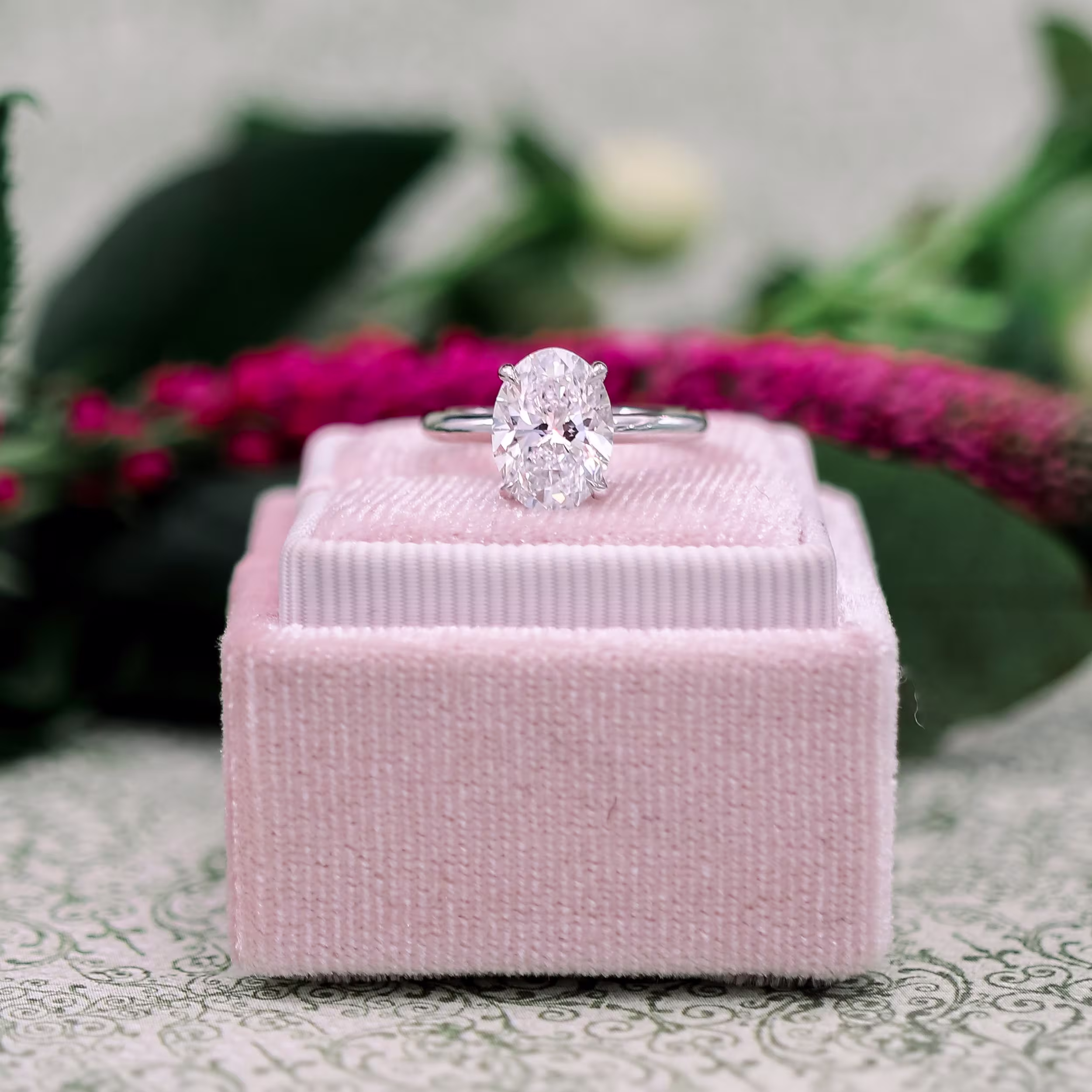 Platinum Floral Basket Solitaire Diamond Engagement Ring featuring 2.0 ctw Lab Diamonds (Main View)