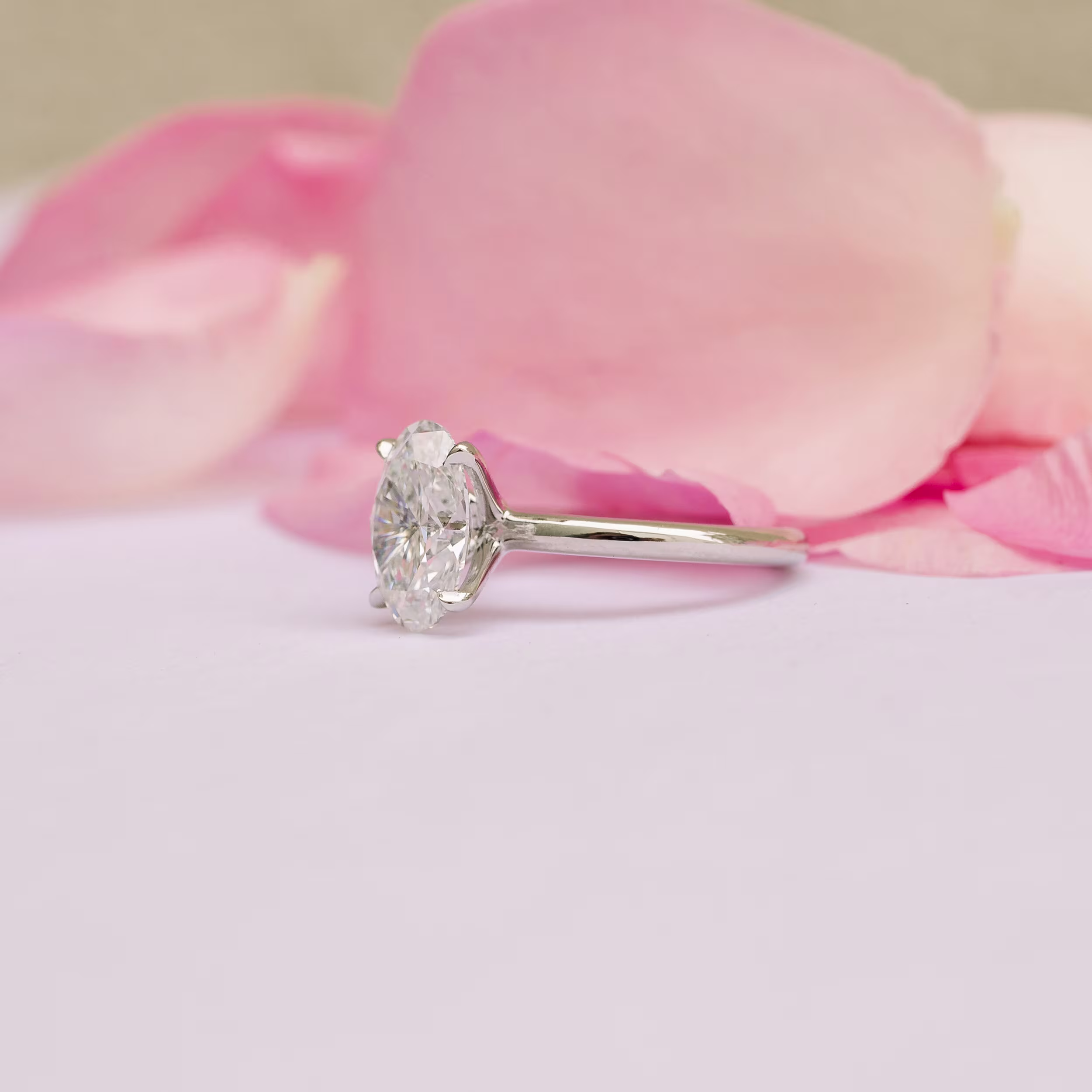 2ct Platinum Oval Classic Four Prong Solitaire with Lab Created Diamond Ada Diamonds Design AD-327 Profile