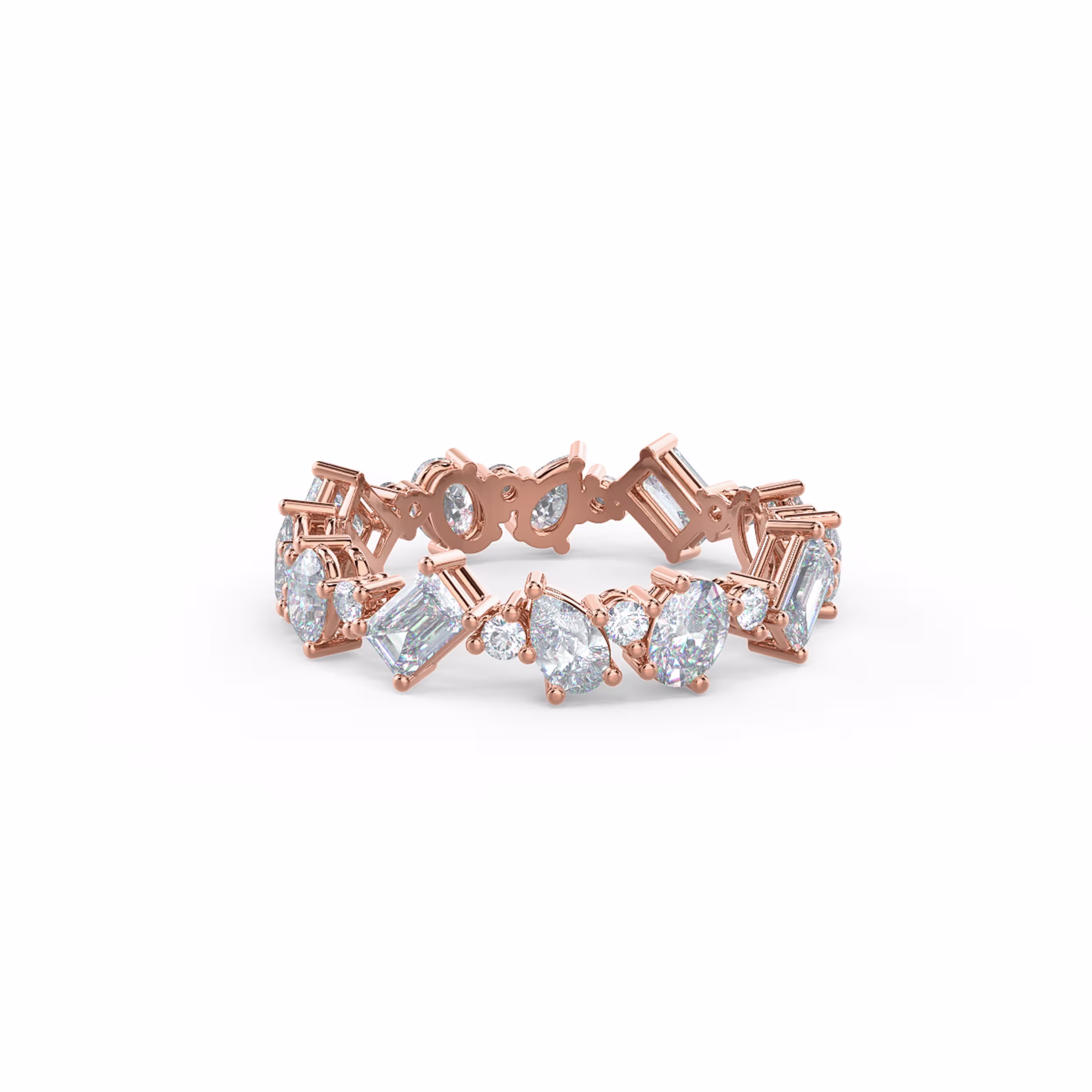 Hand Selected 2.0 Carat Synthetic Diamonds set in 14k Rose Gold Cassie Eternity Band (Main View)