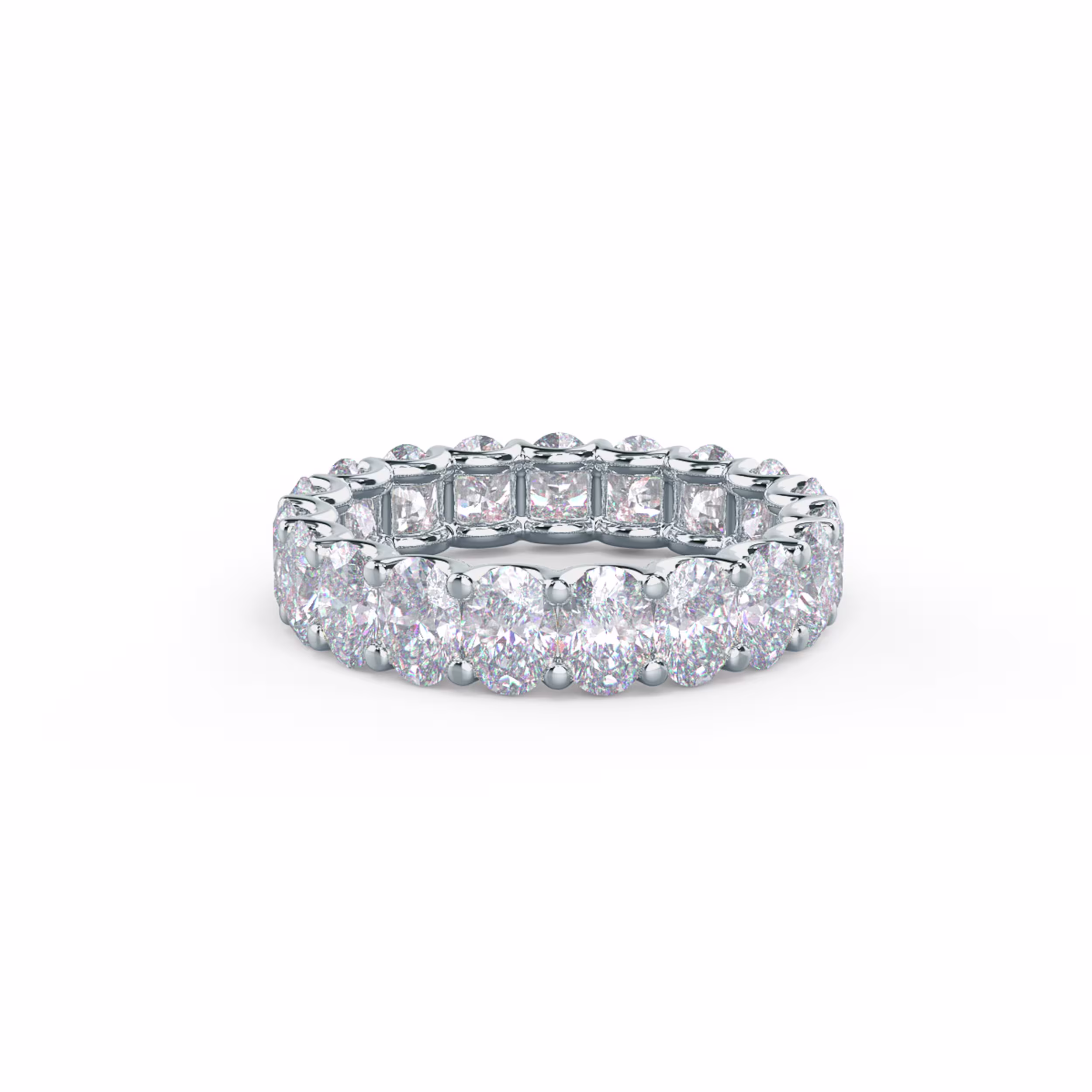 3.8 ctw Lab Diamonds set in 18k White Gold Oval Diamond French U Eternity Band (Main View)