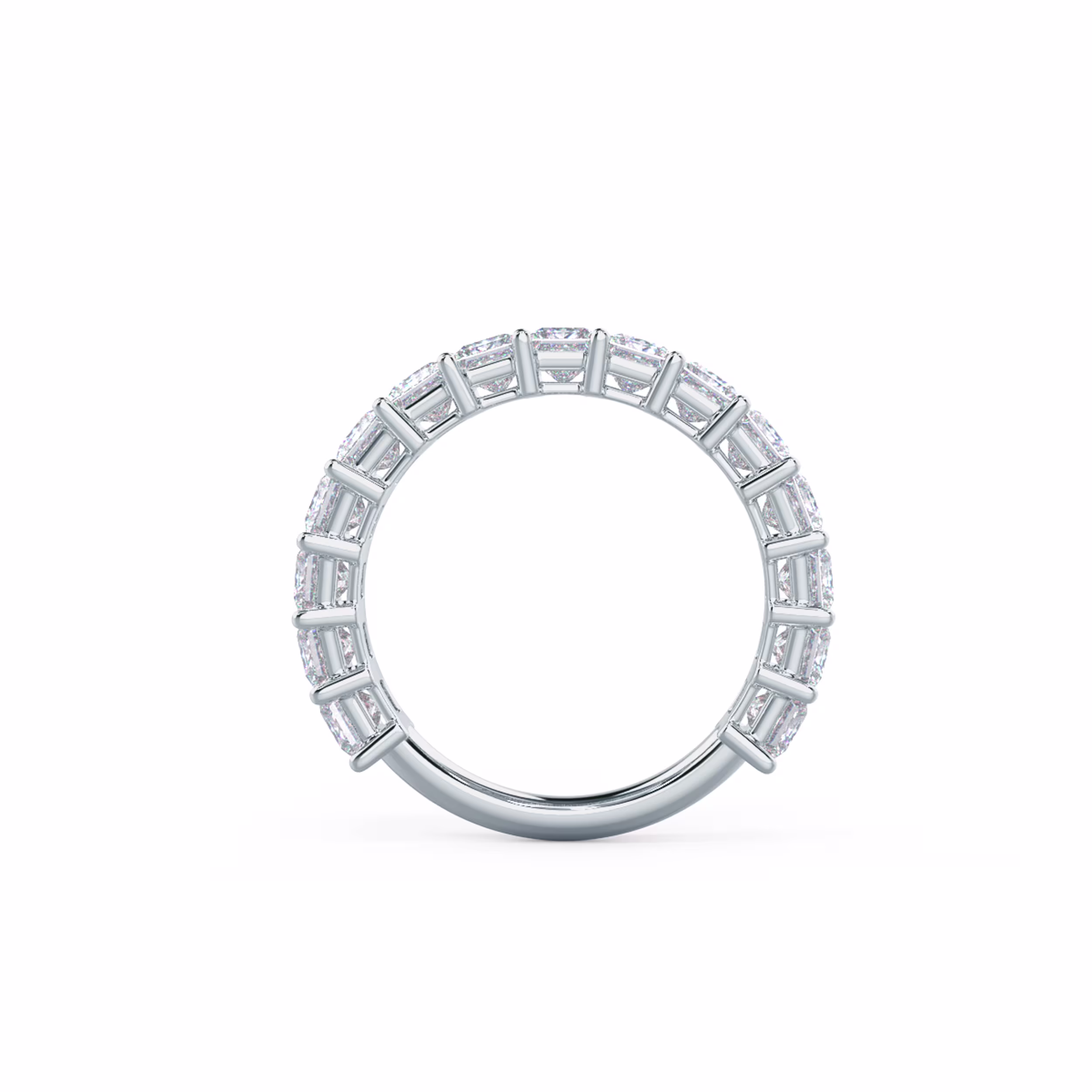 3.0 ct Lab Created Diamonds set in 18kt White Gold Princess Three Quarter Band (Profile View)