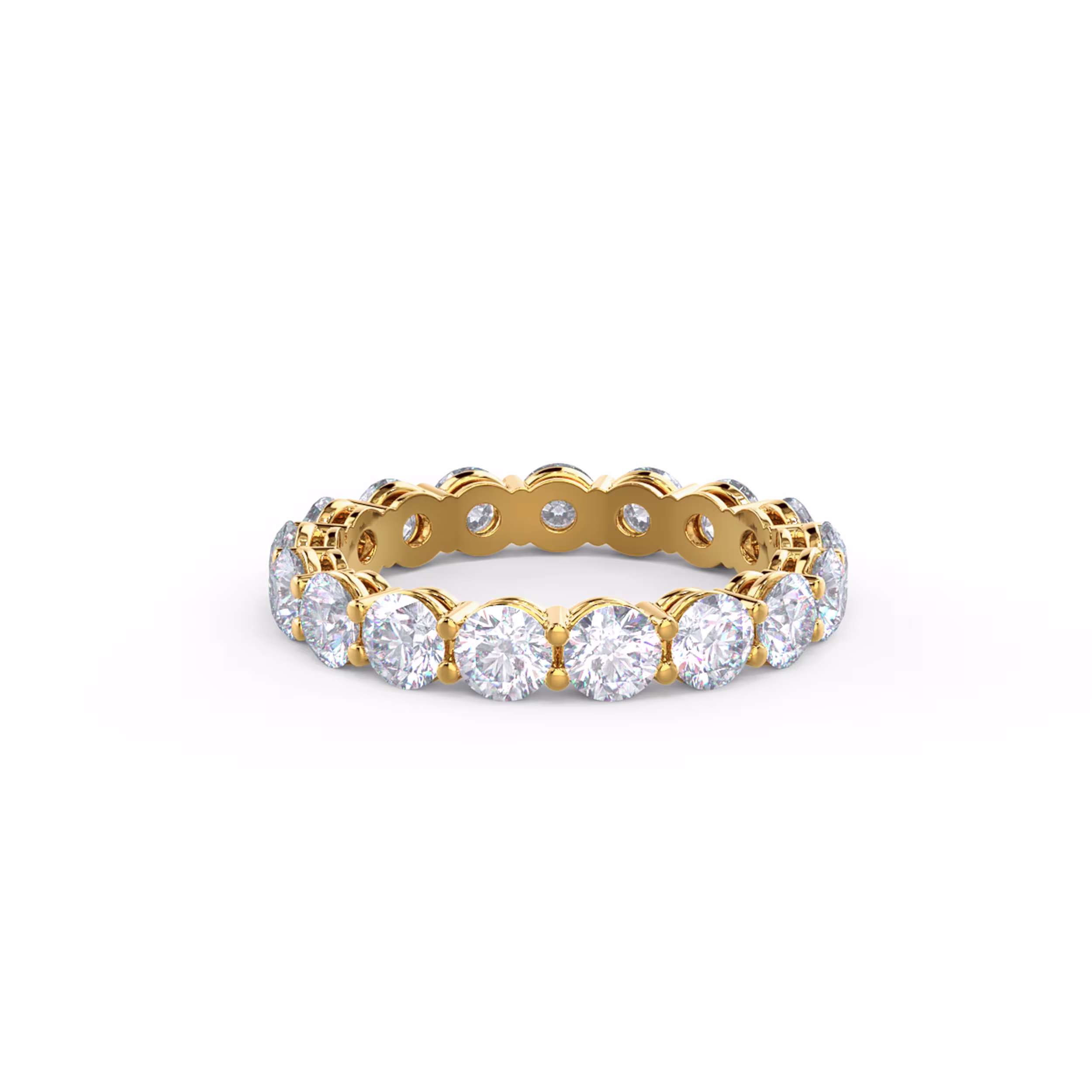 14 Karat Yellow Gold Round Diamond Prong Set Eternity Band featuring 3.0 Carat Round Lab Diamonds (Main View)