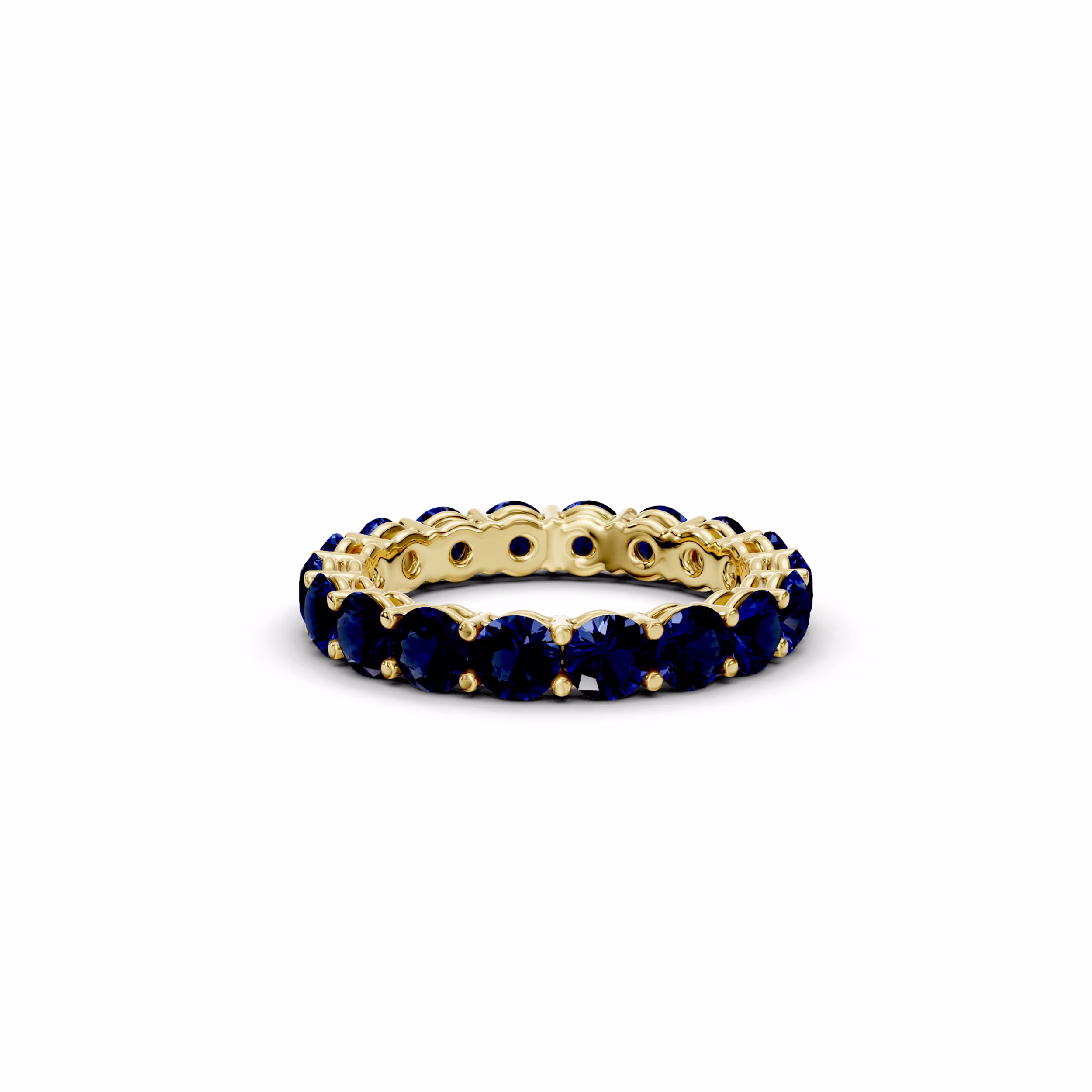 14k Yellow Gold 3ctw Round Sapphire Prong Set Eternity Band in 14k Yellow Gold (Main View)