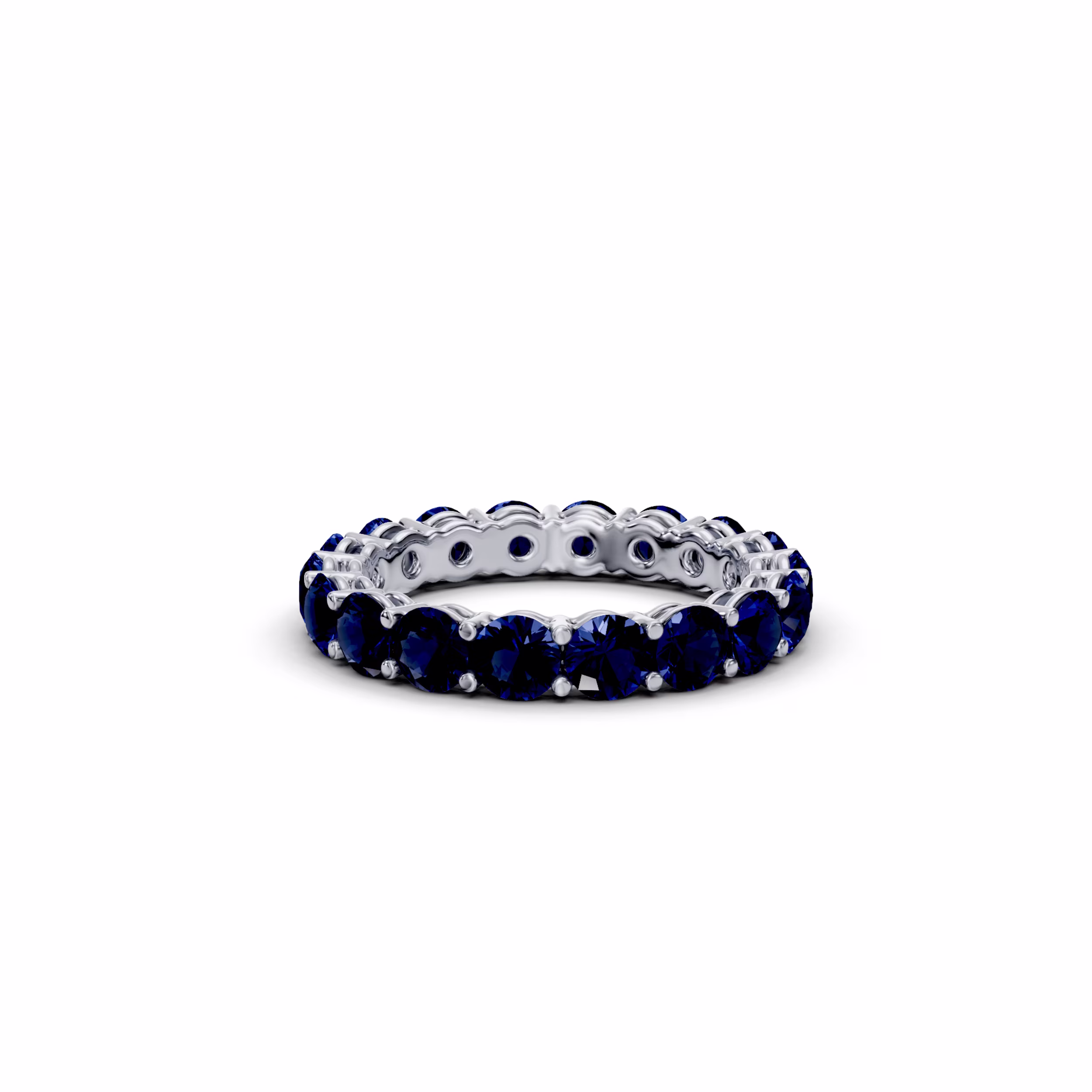 3.0 ct Round Platinum Sapphire Prong Set Eternity Band (Main View)