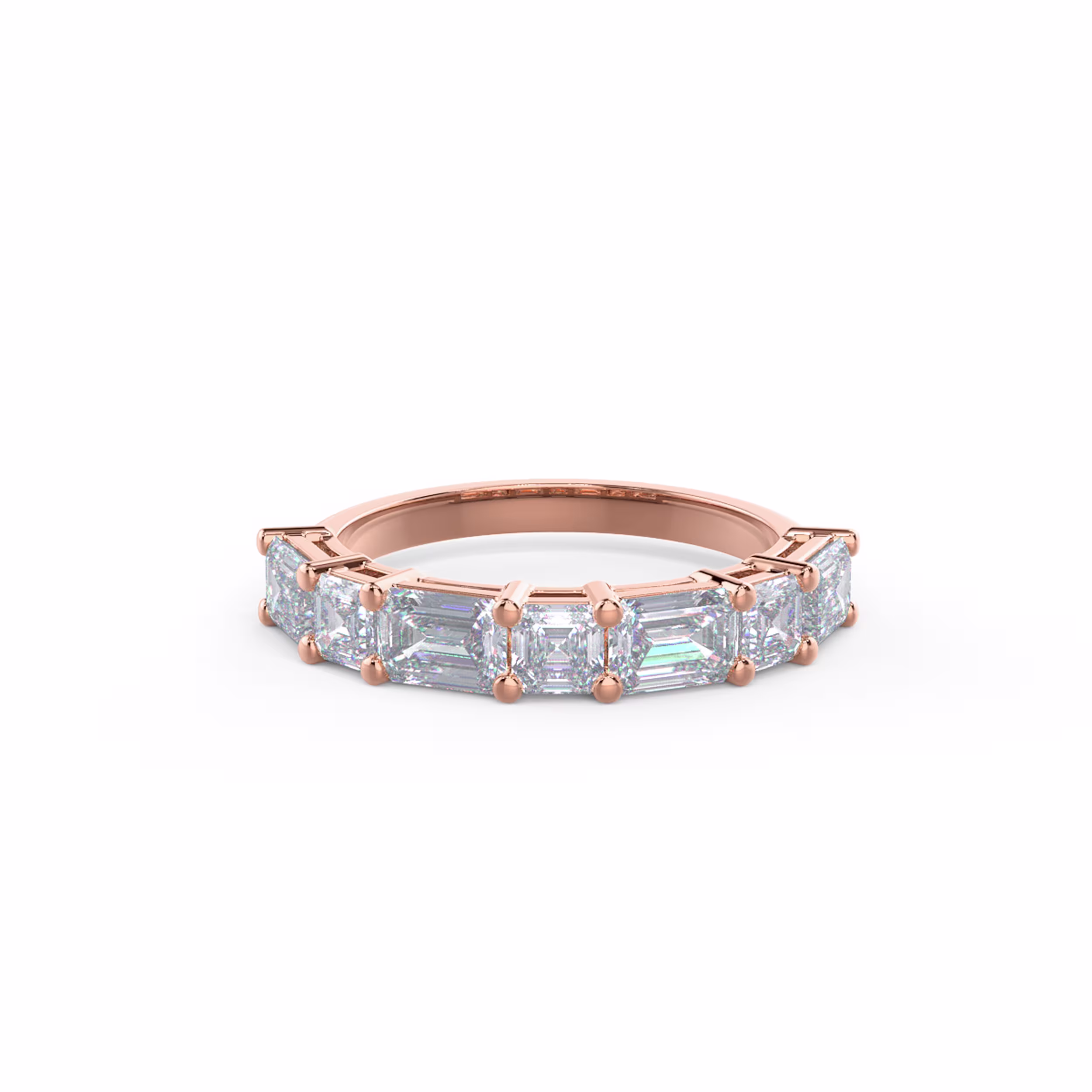 4.8 ctw Lab Diamonds set in 14 Karat Rose Gold Emerald and Asscher East-West Seven Stone (Main View)